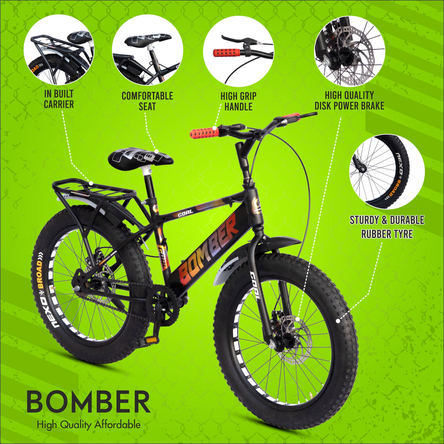 Image of Kohinoor BOMBASTIC REAR SUSPENSION MTB 26T MTB SINGLESPEED BLACK 26 T (inch) Mountain Cycle (Single Speed, Black, Front Rigid & Rear Suspension)