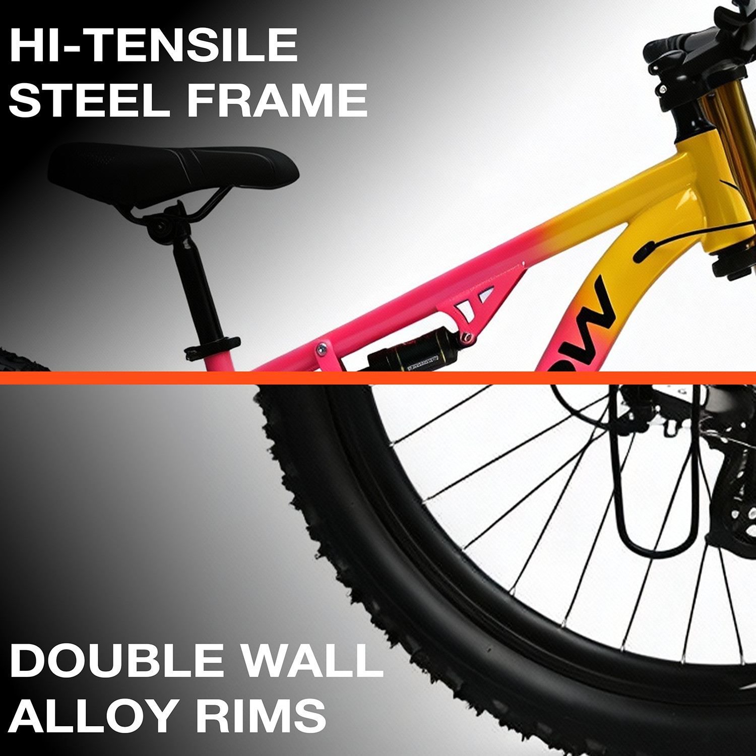 Image of Crow ROOKIE 8 SPEED|DUAL SUSPENSION|shimano geared|JAK DISC BRAKE 27.5 T (inch) Mountain Cycle (8 Gear, Multicolor, Only Front Suspension)