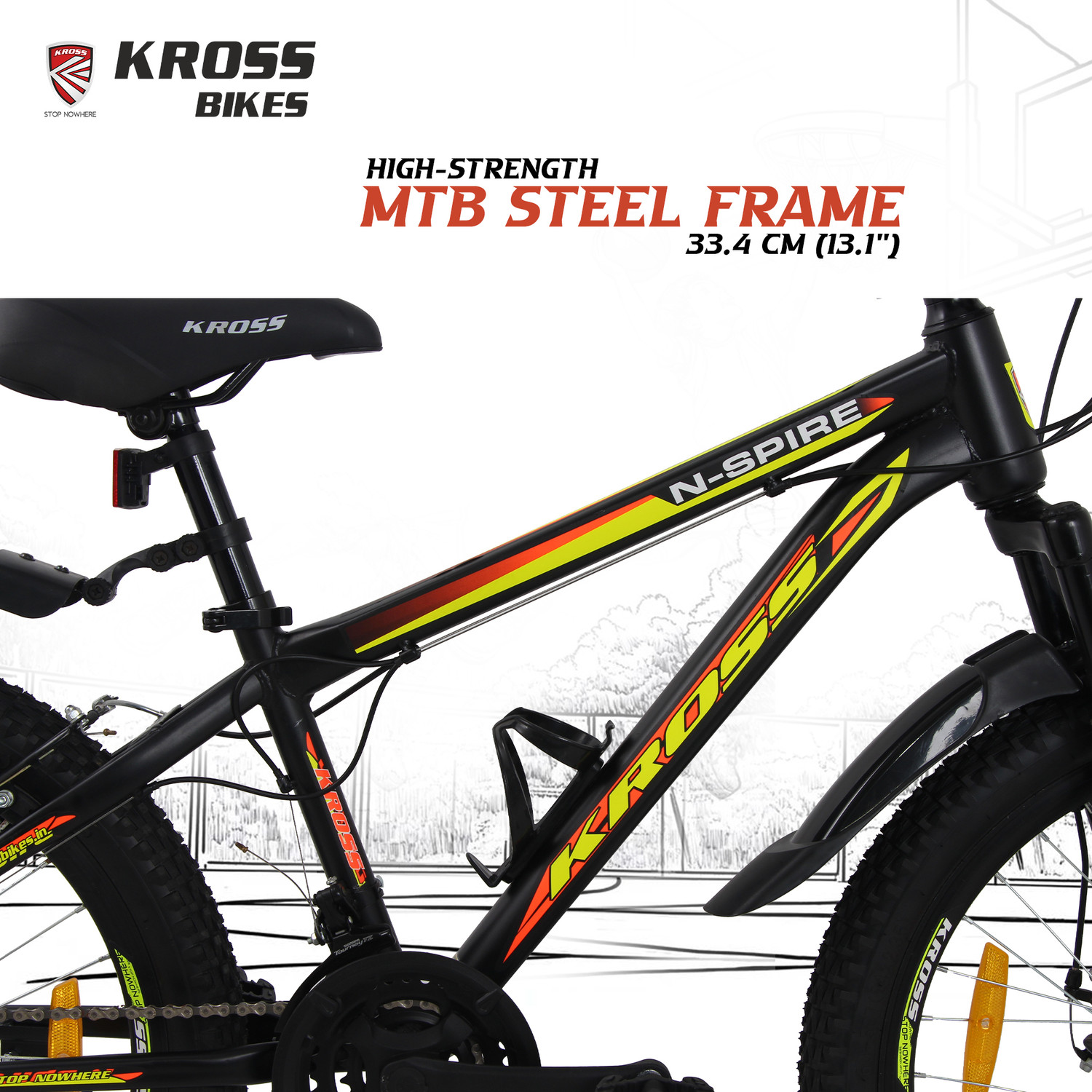 Image of Kross N-Spire 21-Speed Mountain Cycle for Age 9-14 Years with Disc Brake & Suspension 24 T (inch) Mountain Cycle (21 Gear, Black, Only Front Suspension)