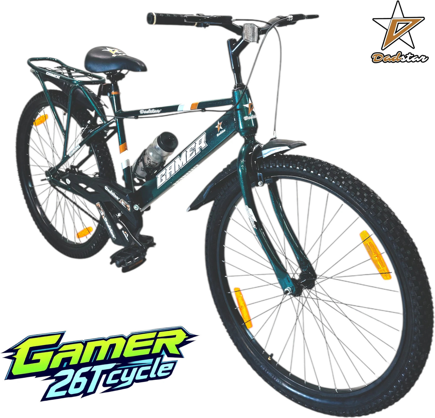 Image of DADSTAR GAMER OREO 26 INCH CYCLE FOR AGE 12 YEARS PLUS 26T BICYCLE 26 T (inch) BMX Cycle (Single Speed, Green, Rigid)