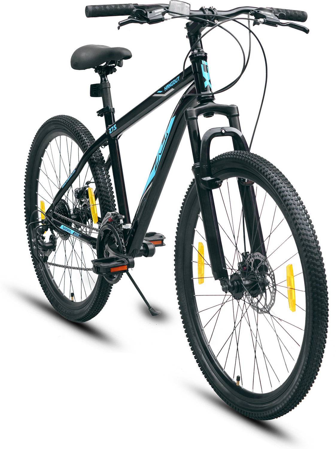 Image of Vrock Control 28T Mountain Bike 21 Speed Shimano, Steel Frame, Front Disc Rear V Brake 28 T (inch) Mountain Cycle (21 Gear, Black, Rigid)