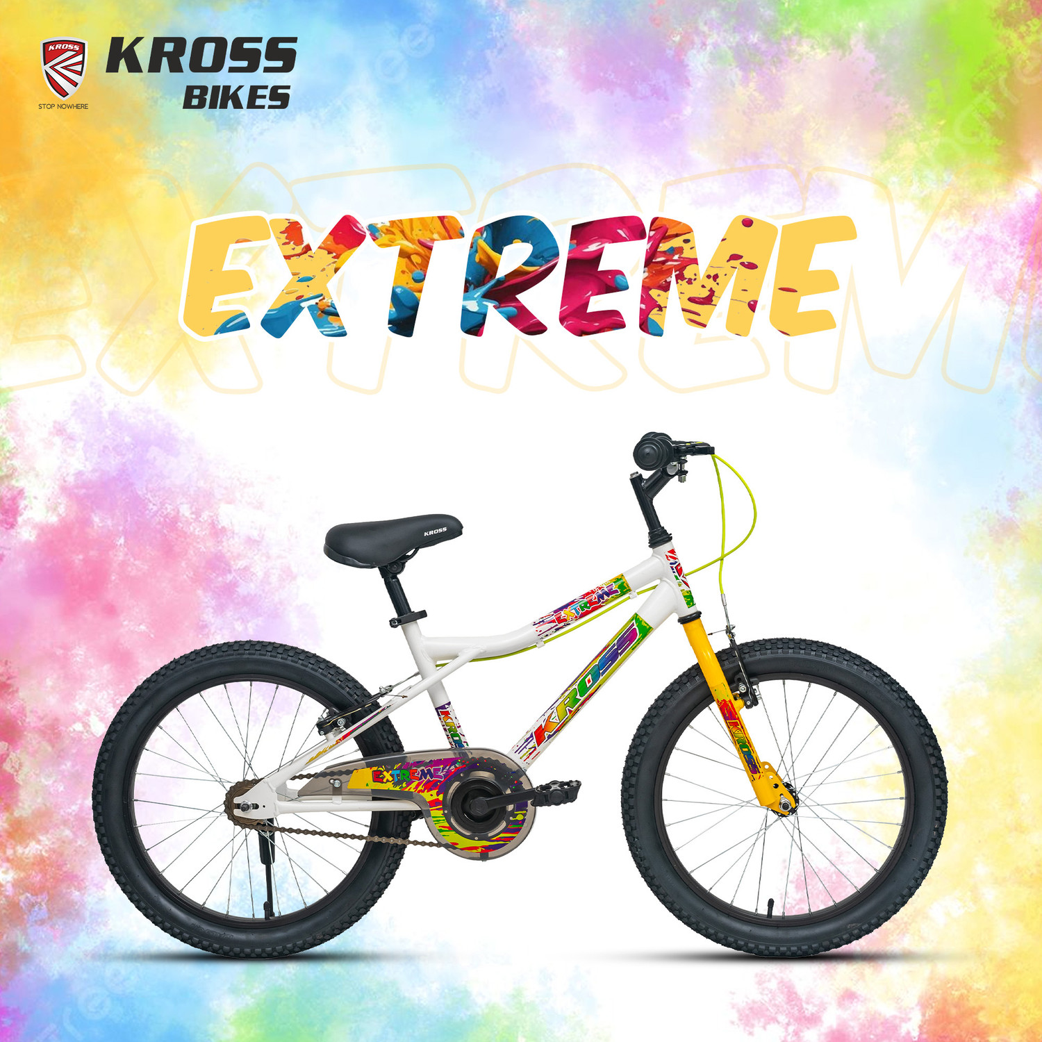 Image of Kross Extreme 20 T (inch) Mountain Cycle (Single Speed, White, Yellow, Rigid)
