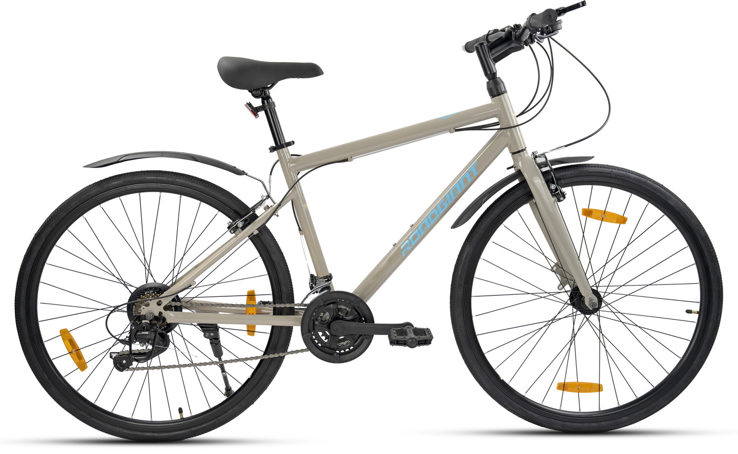 Image of Vrock Control 28T Mountain Bike 21 Speed Shimano, Steel Frame, Front Disc Rear V Brake 28 T (inch) Mountain Cycle (21 Gear, Black, Rigid)