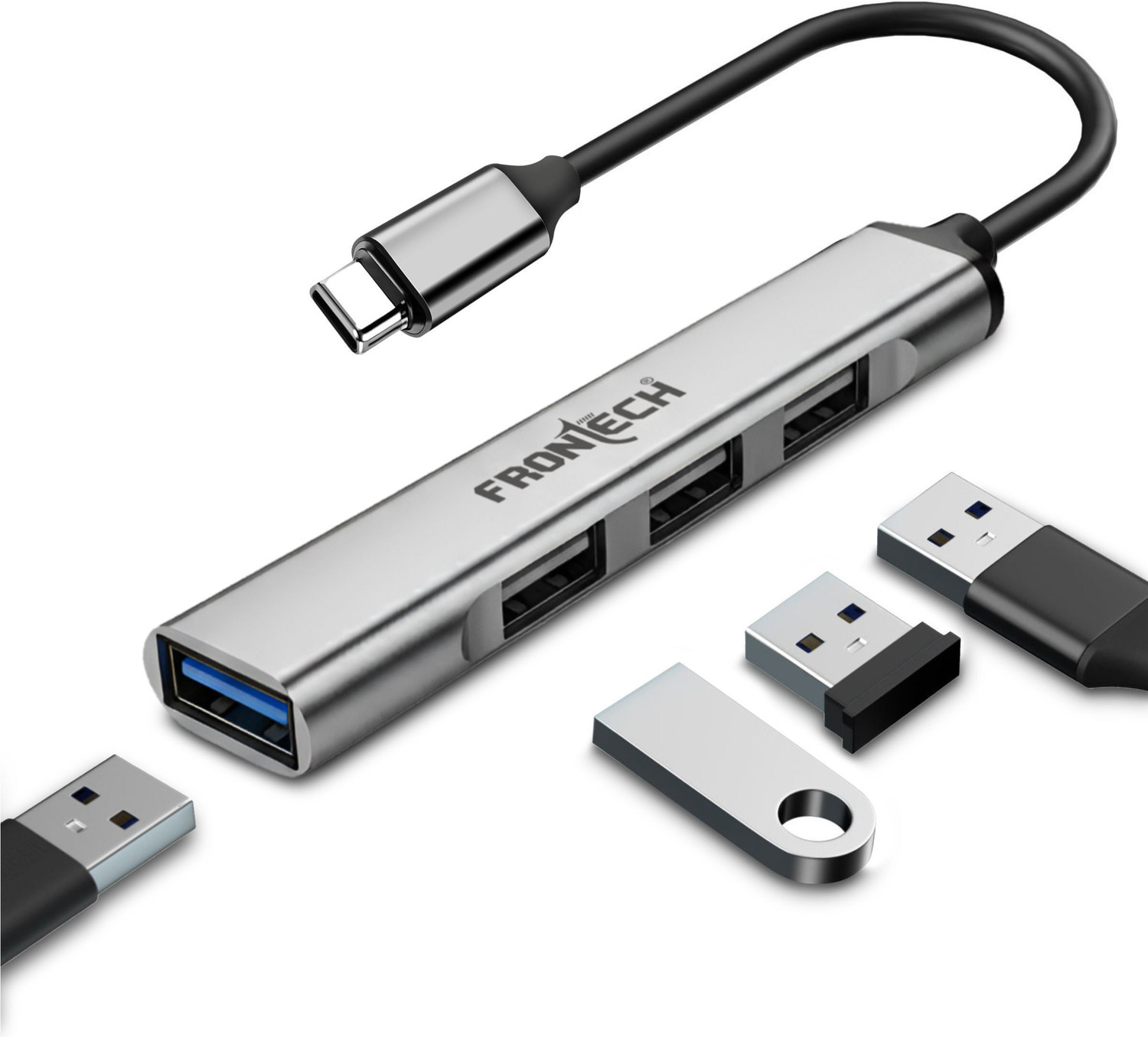 Image of LipiWorld TV-out Cable 3 in 1 Hub Type C to HDMI+USB 3.0+USB-C Charging Port (Silver, For Laptop)