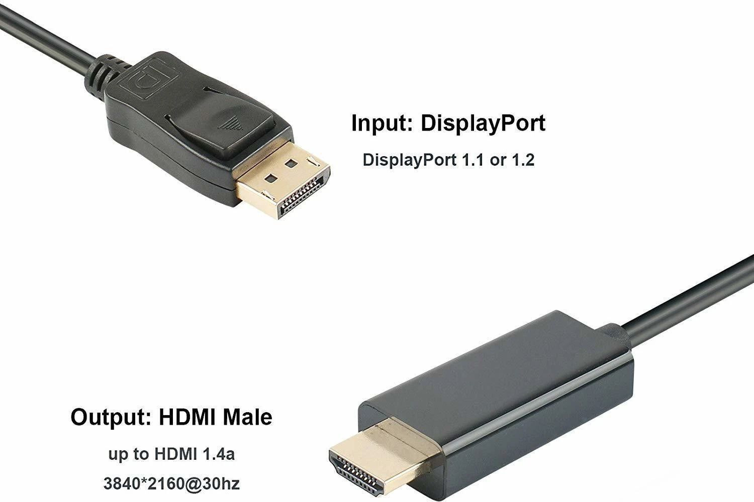 Image of BALRAMA HDMI Cable 1.7 m (DP) Display Port Male to HDMI Cable Male Port 1080P (Compatible with HDTV, Smart-TV, Projector, Laptop, Desktop, HD-Monitor, Gaming Device, Black, NA)