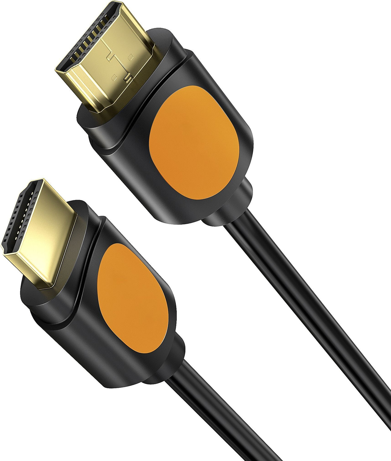 Image of AirSound HDMI Cable 1.82 m Braided Shield High Speed HDMI Cable 6ft 4K 60Hz Gold Plated A Male to A Male - Black (Compatible with Suitable for TVs, monitors, laptops, projectors, gaming consoles and more., Black, Orange, One Cable, HDMI To HDMI)