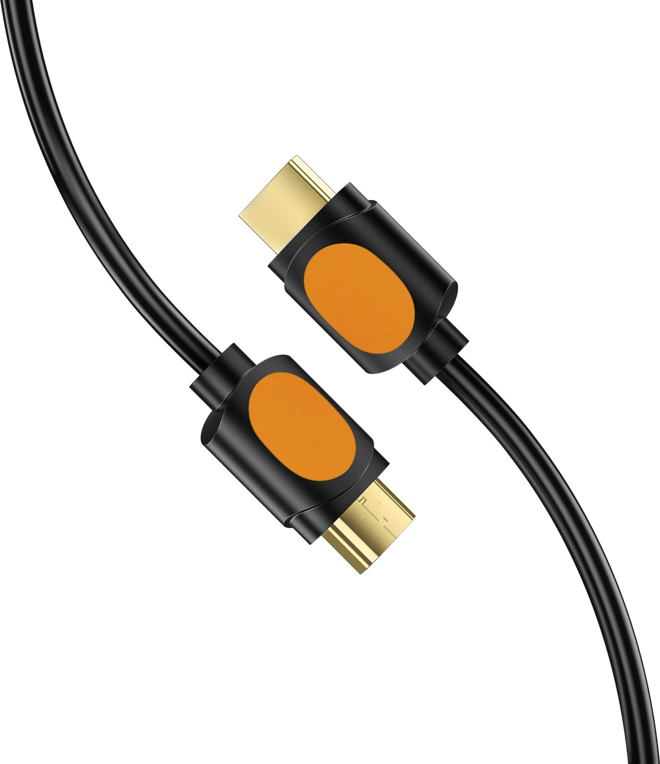 Image of AirSound HDMI Cable 1.82 m Braided Shield High Speed HDMI Cable 6ft 4K 60Hz Gold Plated A Male to A Male - Black (Compatible with Suitable for TVs, monitors, laptops, projectors, gaming consoles and more., Black, Orange, One Cable, HDMI To HDMI)