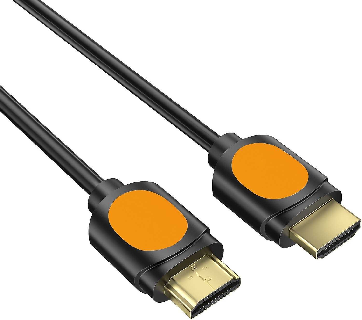 Image of AirSound HDMI Cable 1.82 m Braided Shield High Speed HDMI Cable 6ft 4K 60Hz Gold Plated A Male to A Male - Black (Compatible with Suitable for TVs, monitors, laptops, projectors, gaming consoles and more., Black, Orange, One Cable, HDMI To HDMI)