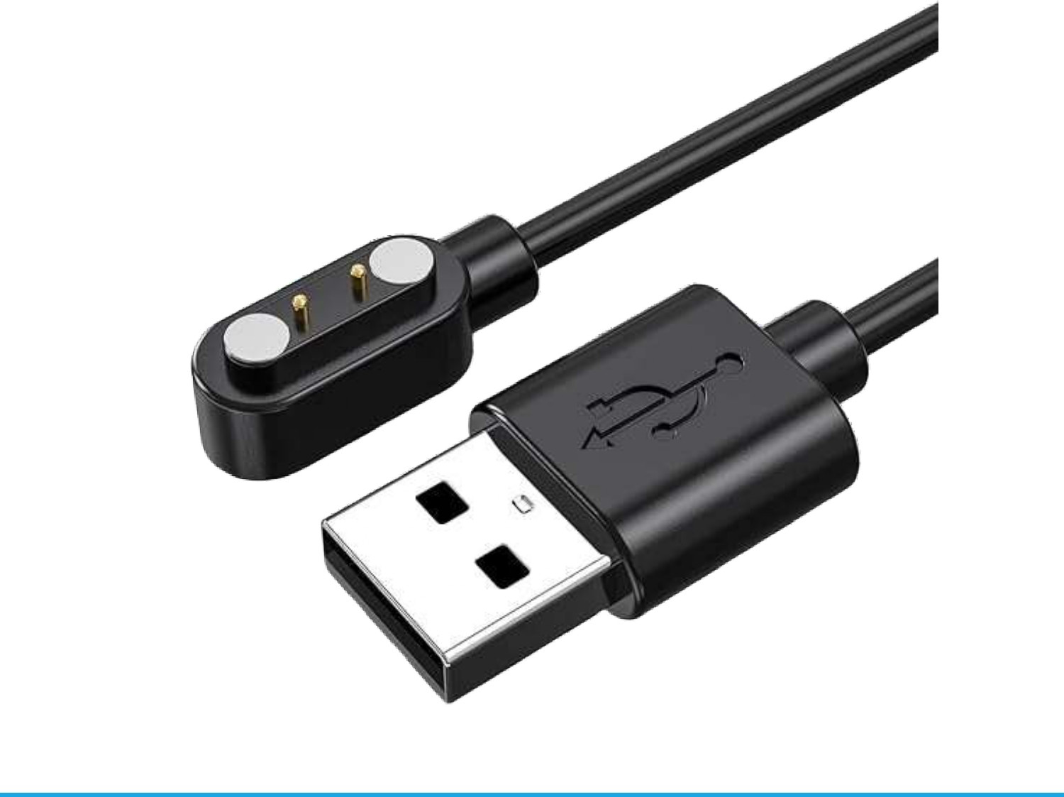 Image of Umake Magnetic Charging Cable 3.5 A 1 m Nylon BRAIDING Smart Watch Charger Cable | USB Magnetic Fast Charging Cord | Replacement Charging Cable for Smartwatch | 1 Meter (Compatible with iphone,oppo,realme,narzo,oneplus,vivo,iqoo,samsung,motorola,mi,redmi,poco, Apple, Black, One Cable, NA)