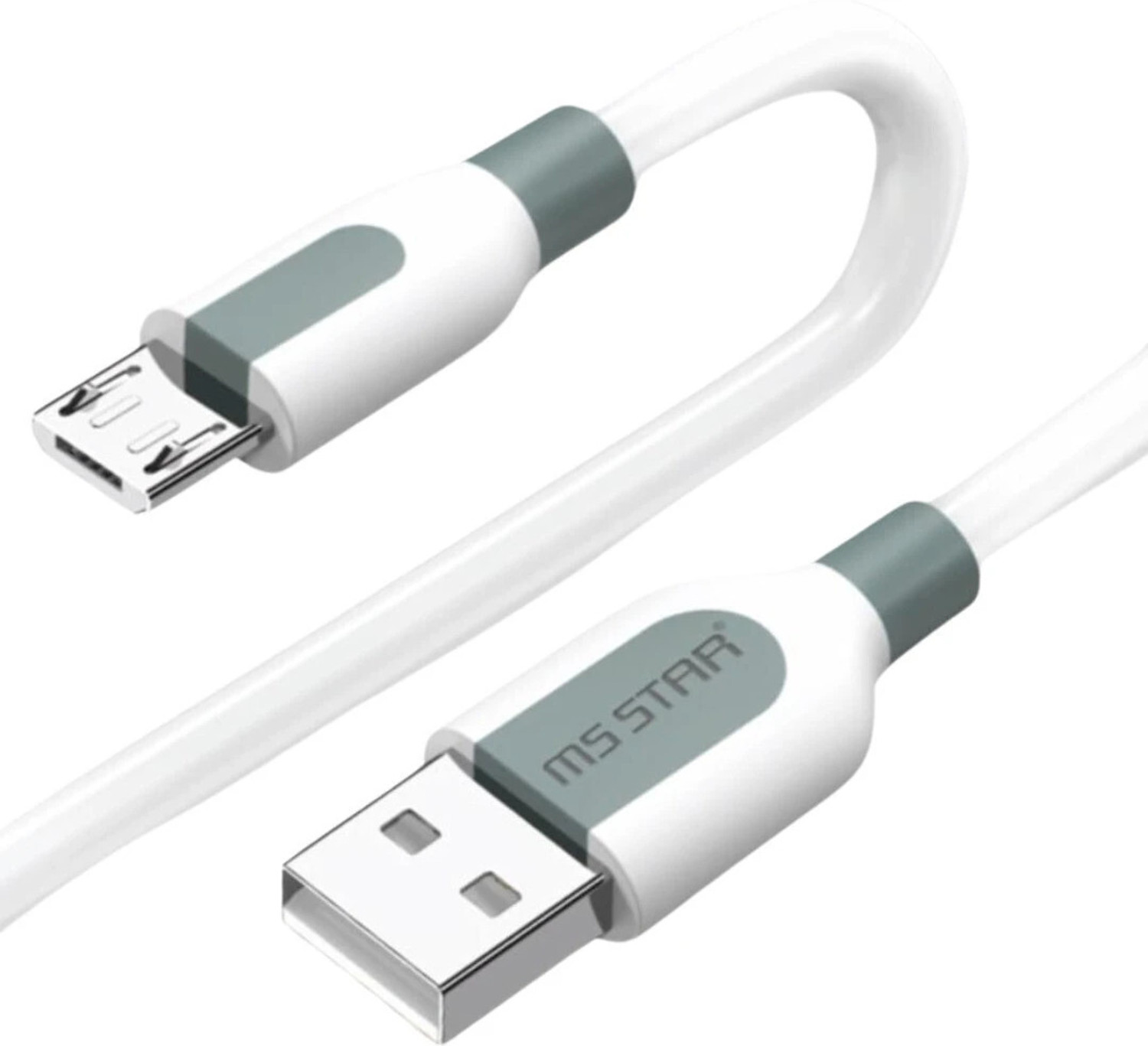 Image of ms star Micro USB Cable 3 A 1 m USB Micro Data Cable 33W Fact Charging Cable Life Time Warranty (Compatible with Mobile, Headphone, Power Bank, White, One Cable, USB Type A To Micro USB)