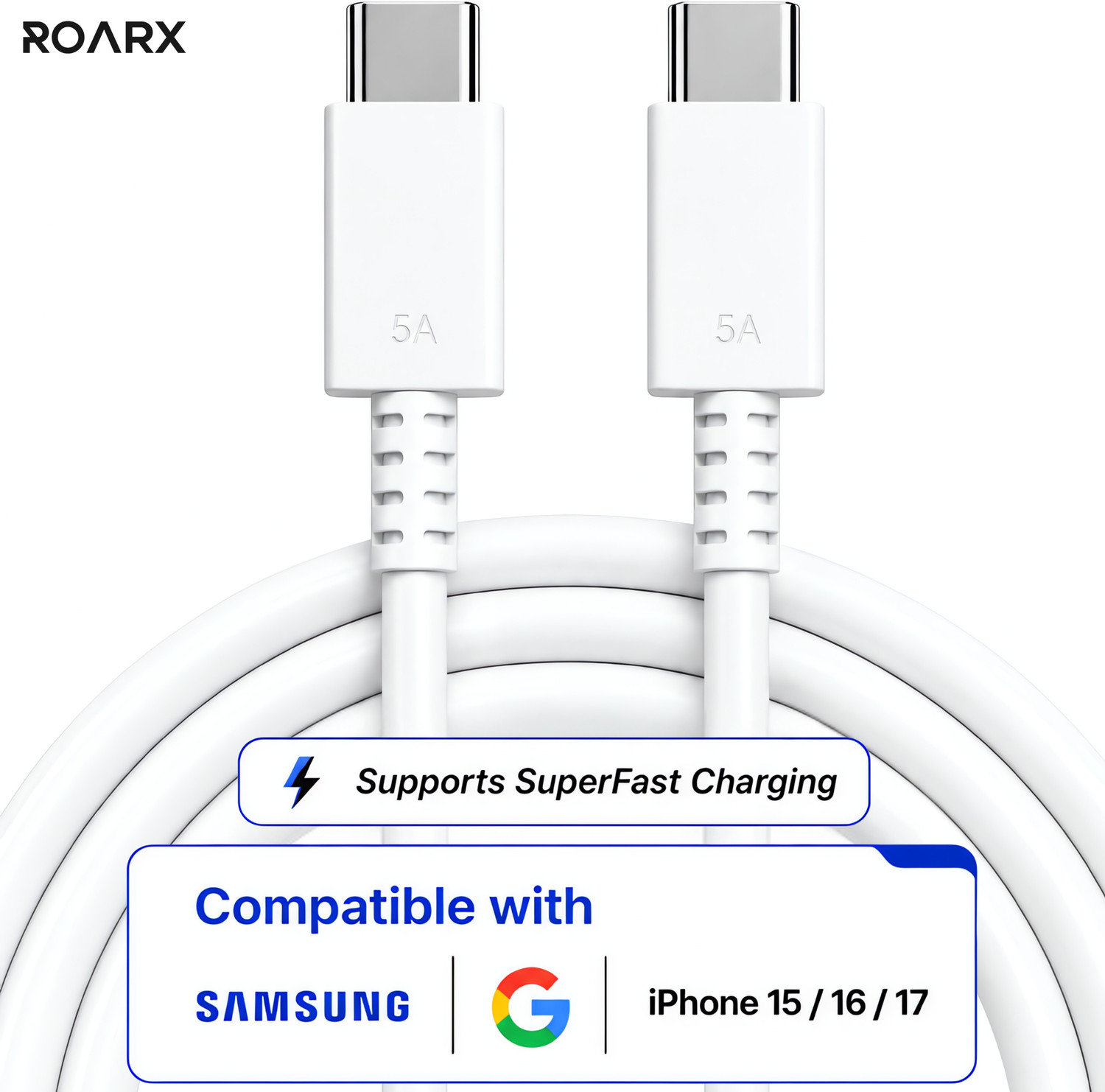 RoarX Type C 5 A 1 m PVC 25w | 45w Superfast Charging Data cable C | [60W/65W Not Supported] - RoarX : Flipkart.com
