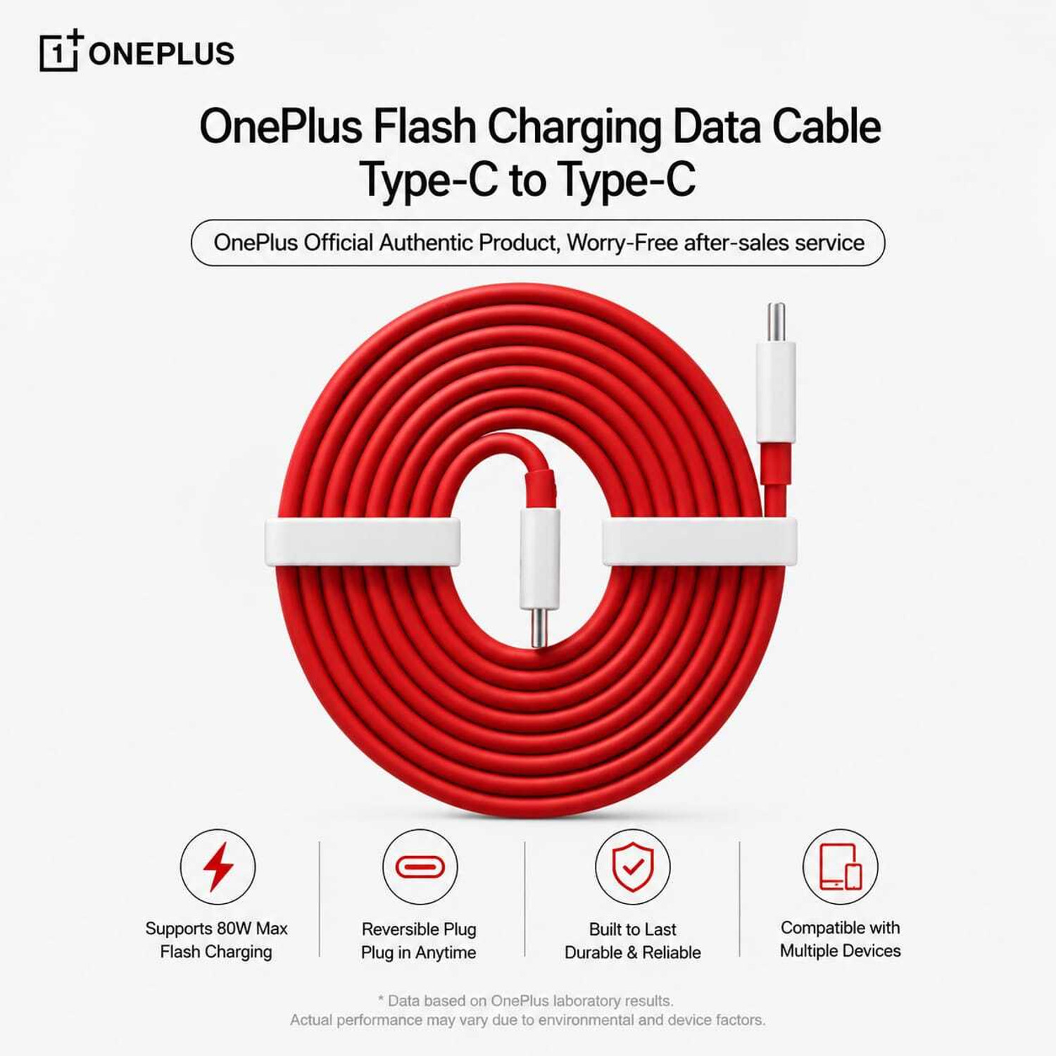 Image of OnePlus USB Type C Cable 10 A 1 m Fast Supervooc Type C Cable (Compatible with Oneplus 100W / 80W / 65W / 67W / 33W / 20W, Red, White, One Cable, USB Type A To USB Type C)