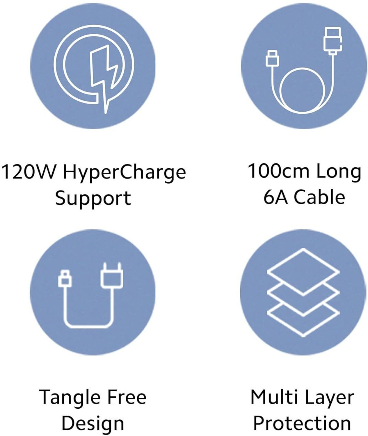 Image of Mi Type C 1 m 6A HyperCharge 120w Cable (Compatible with Mobile, Tablet, Laptop, Powerbank, White, USB Type A To USB Type C)