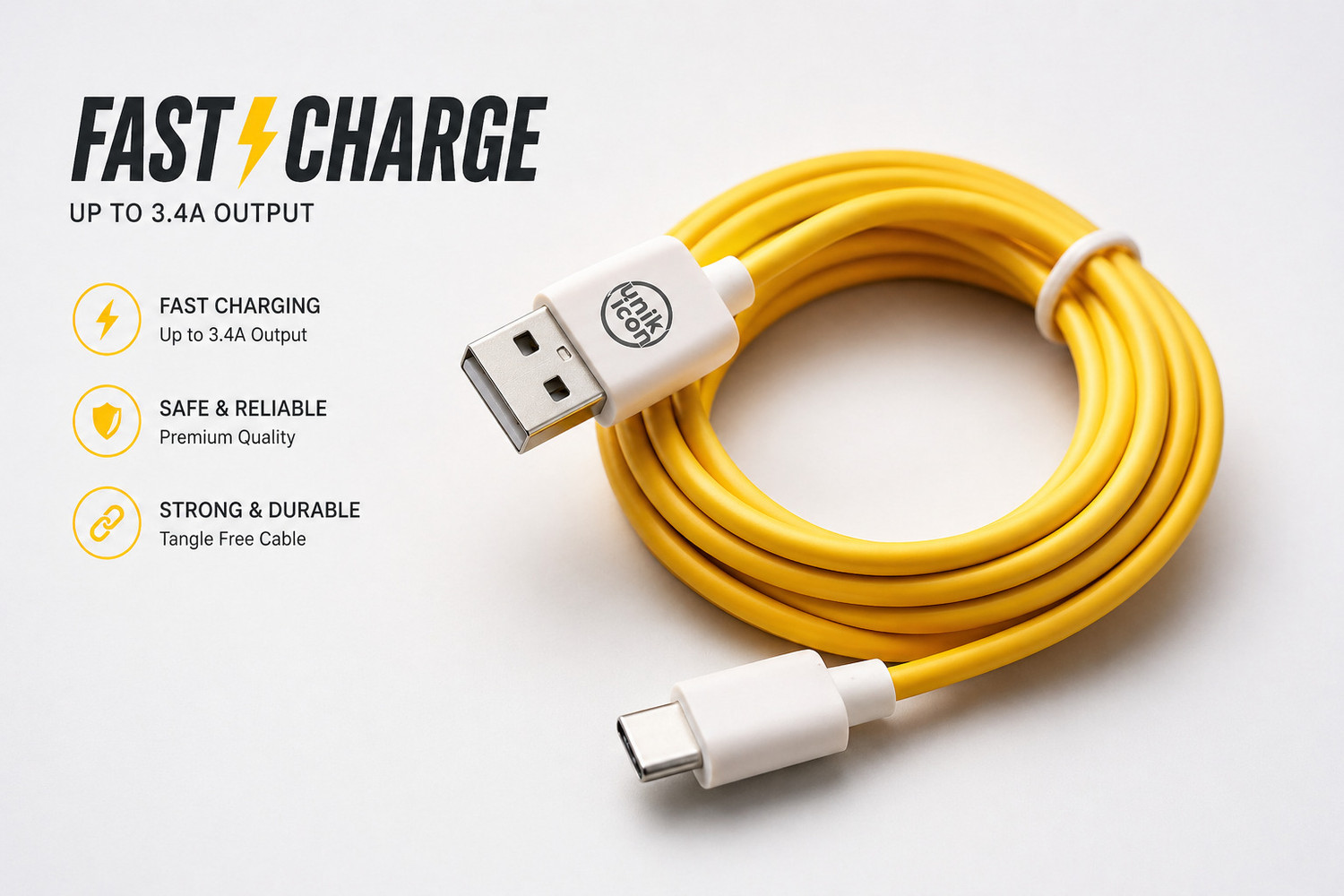 Image of ORAIMO Type C 1 m CandyLine 2 OCD-121C 2.4A Fast Charging Hi-Speed Sync (Compatible with ALL DEVICES, Black, One Cable, USB Type A To USB Type C)