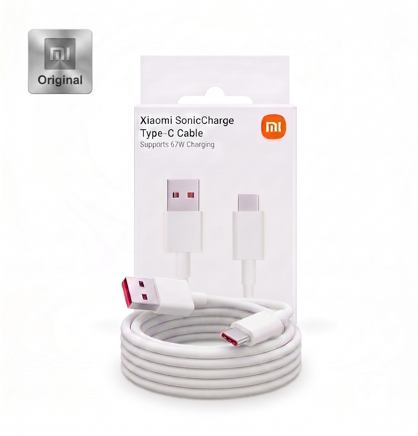 Image of REDMI Type C 3 A 1 m SONICCHARGE TYPE C 33W FAST CHARGING CABLE (Compatible with ALL DEVICES, White, One Cable, USB Type A To USB Type C, 33 W)