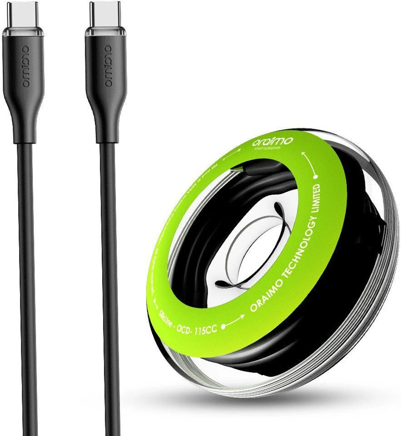 Image of ORAIMO Type C 1 m CandyLine 2 OCD-121C 2.4A Fast Charging Hi-Speed Sync (Compatible with ALL DEVICES, Black, One Cable, USB Type A To USB Type C)