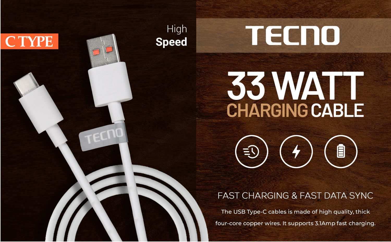 Image of REDMI Type C 3 A 1 m SONICCHARGE TYPE C 33W FAST CHARGING CABLE (Compatible with ALL DEVICES, White, One Cable, USB Type A To USB Type C, 33 W)