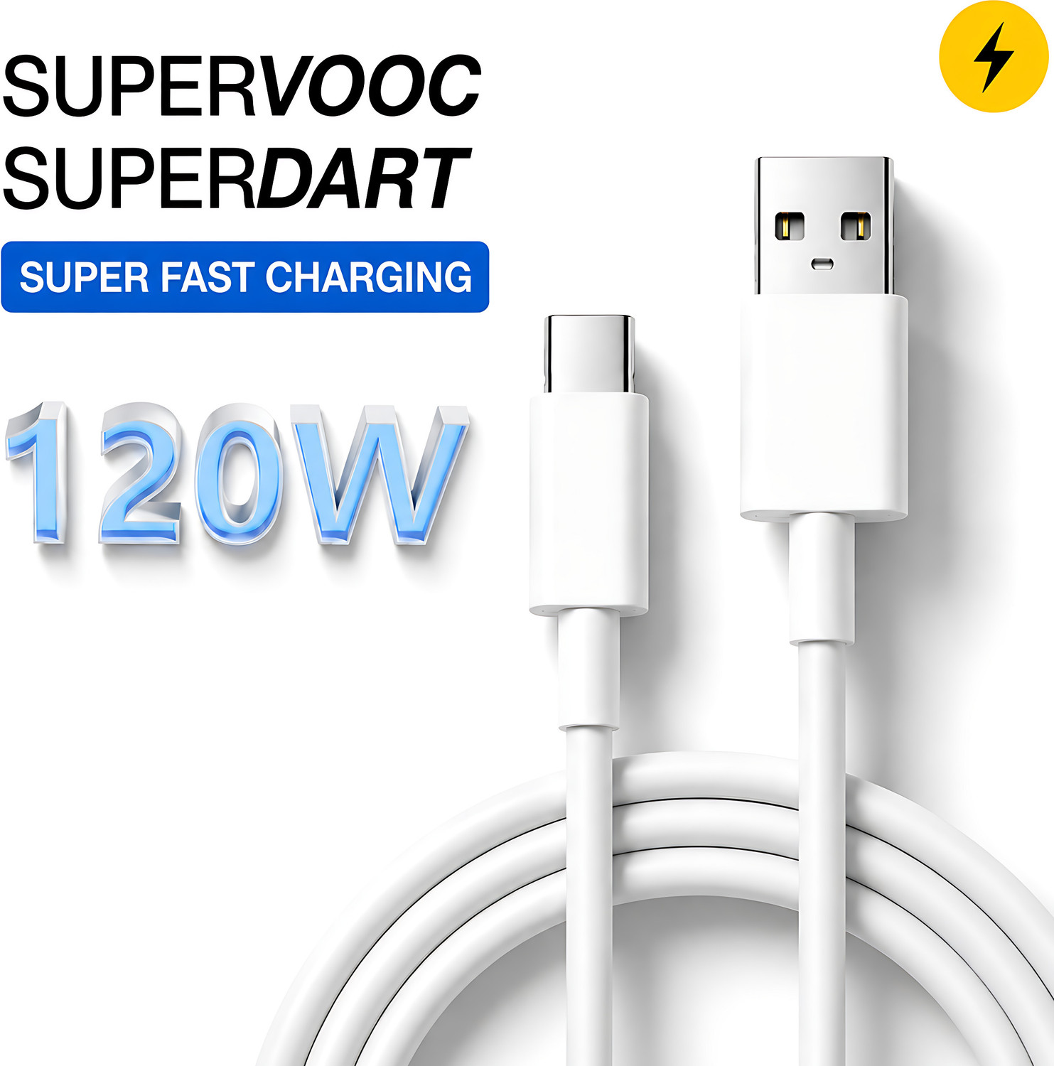 Image of Flipkart SmartBuy USB Type C Cable 10 A 1 m 100W,80W,65W,45W, DART /VOOC /SUPERDART /SUPERVOOC realme /oneplus FAST CHARGING CABLE (Compatible with All Type C Devices, White, One Cable, USB Type A To USB Type C, 100 W)