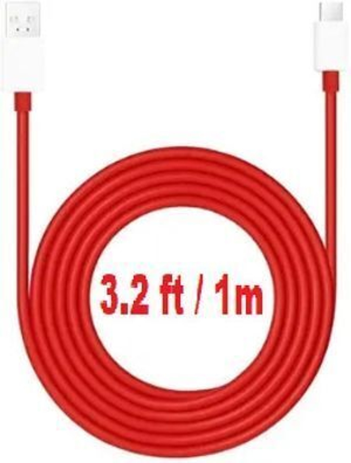 Image of OnePlus USB Type C Cable 10 A 1 m Fast Supervooc Type C Cable (Compatible with Oneplus 100W / 80W / 65W / 67W / 33W / 20W, Red, White, One Cable, USB Type A To USB Type C)