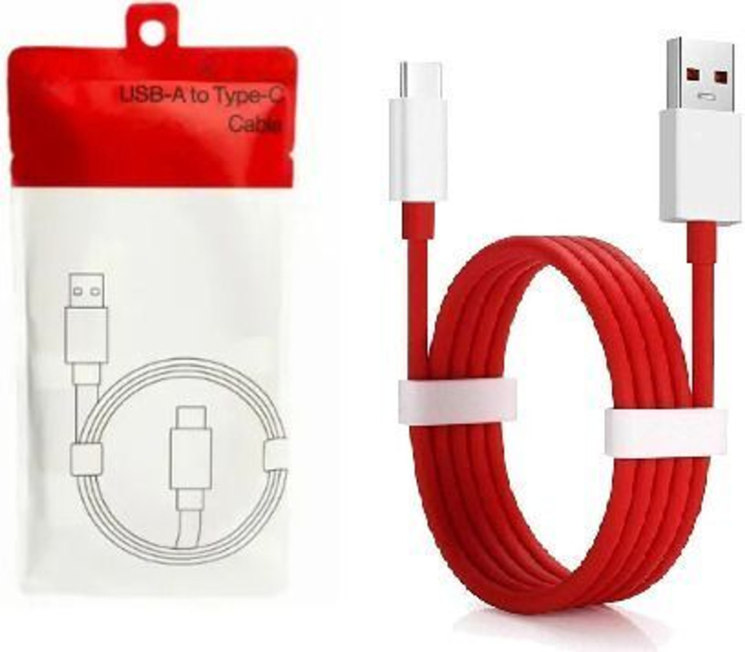 Image of OnePlus USB Type C Cable 10 A 1 m Fast Supervooc Type C Cable (Compatible with Oneplus 100W / 80W / 65W / 67W / 33W / 20W, Red, White, One Cable, USB Type A To USB Type C)