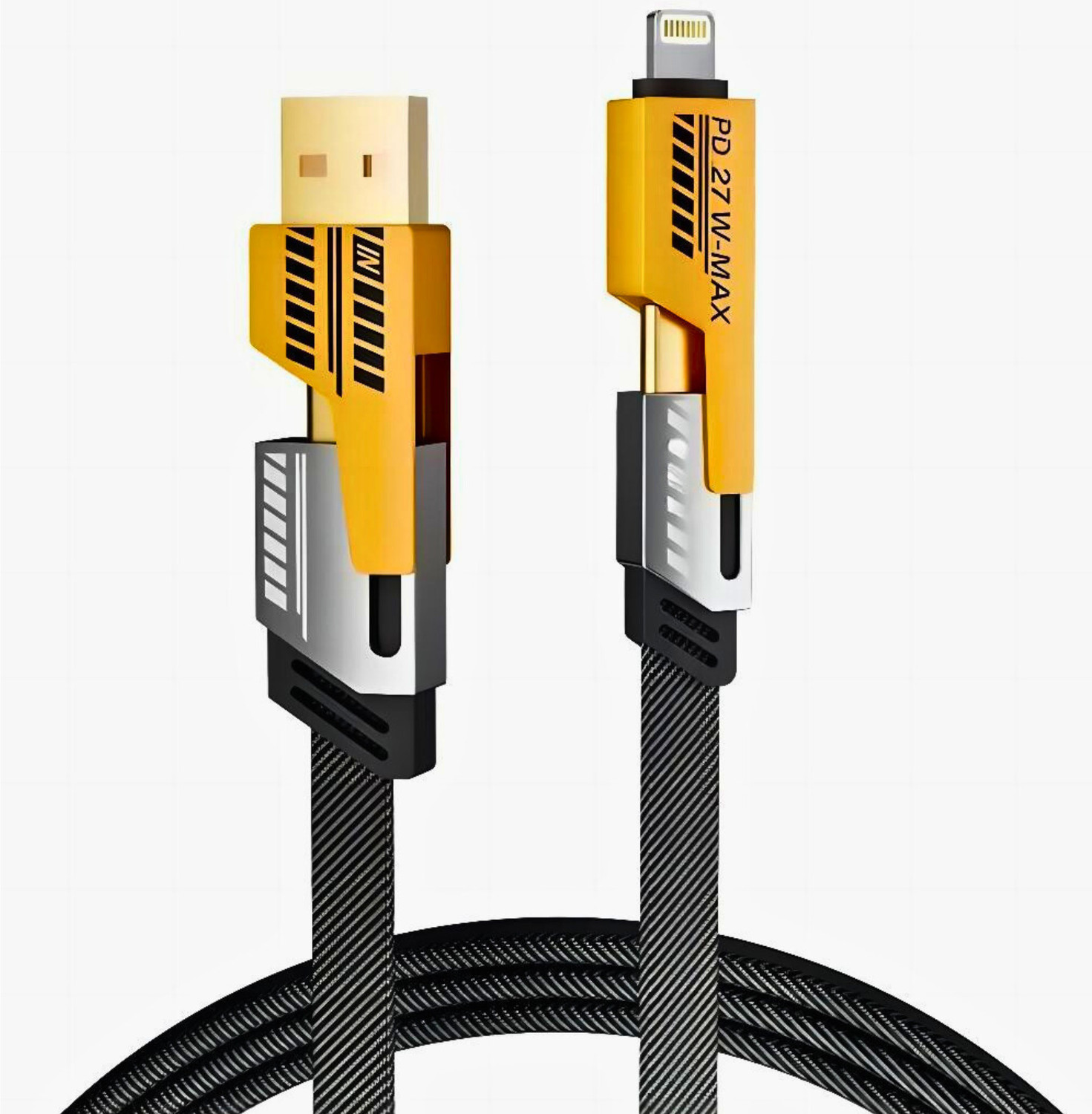 RoarX 4-in-1 Braided USB Cable 1.2m Yellow - Image 1
