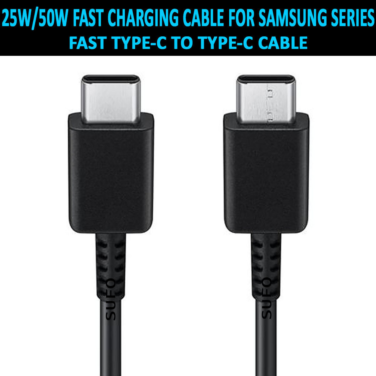 Image of SUFO USB Type C Cable 3 A 1 m 3A - 33W Turbo Power Super Fast Charging Cable (Compatible with Motorola, G14, Moto G 5G, G10 Power, G9, G9 Power, Black, One Cable, USB Type A To USB Type C)