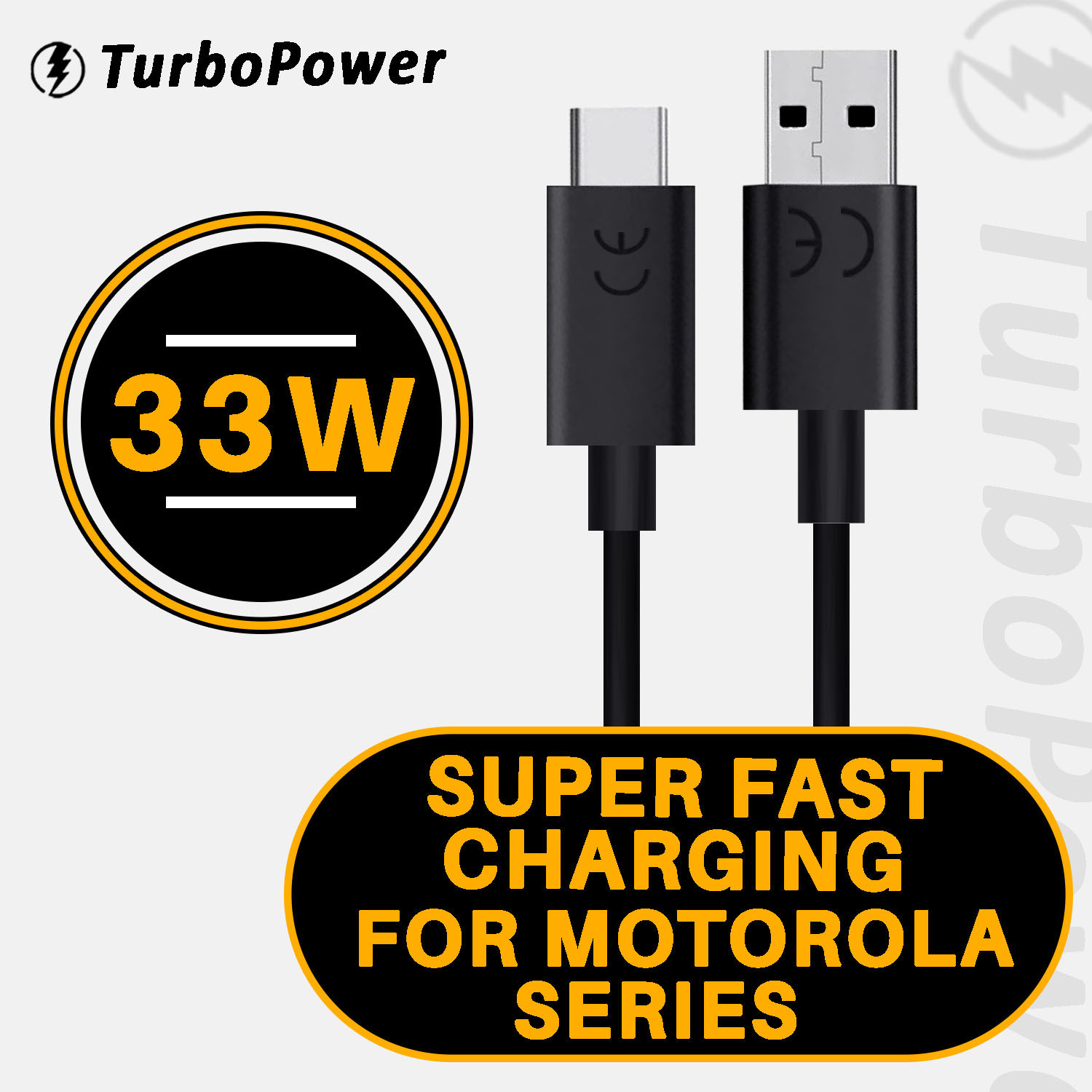 Image of SUFO USB Type C Cable 3 A 1 m 3A - 33W Turbo Power Super Fast Charging Cable (Compatible with Motorola, G14, Moto G 5G, G10 Power, G9, G9 Power, Black, One Cable, USB Type A To USB Type C)