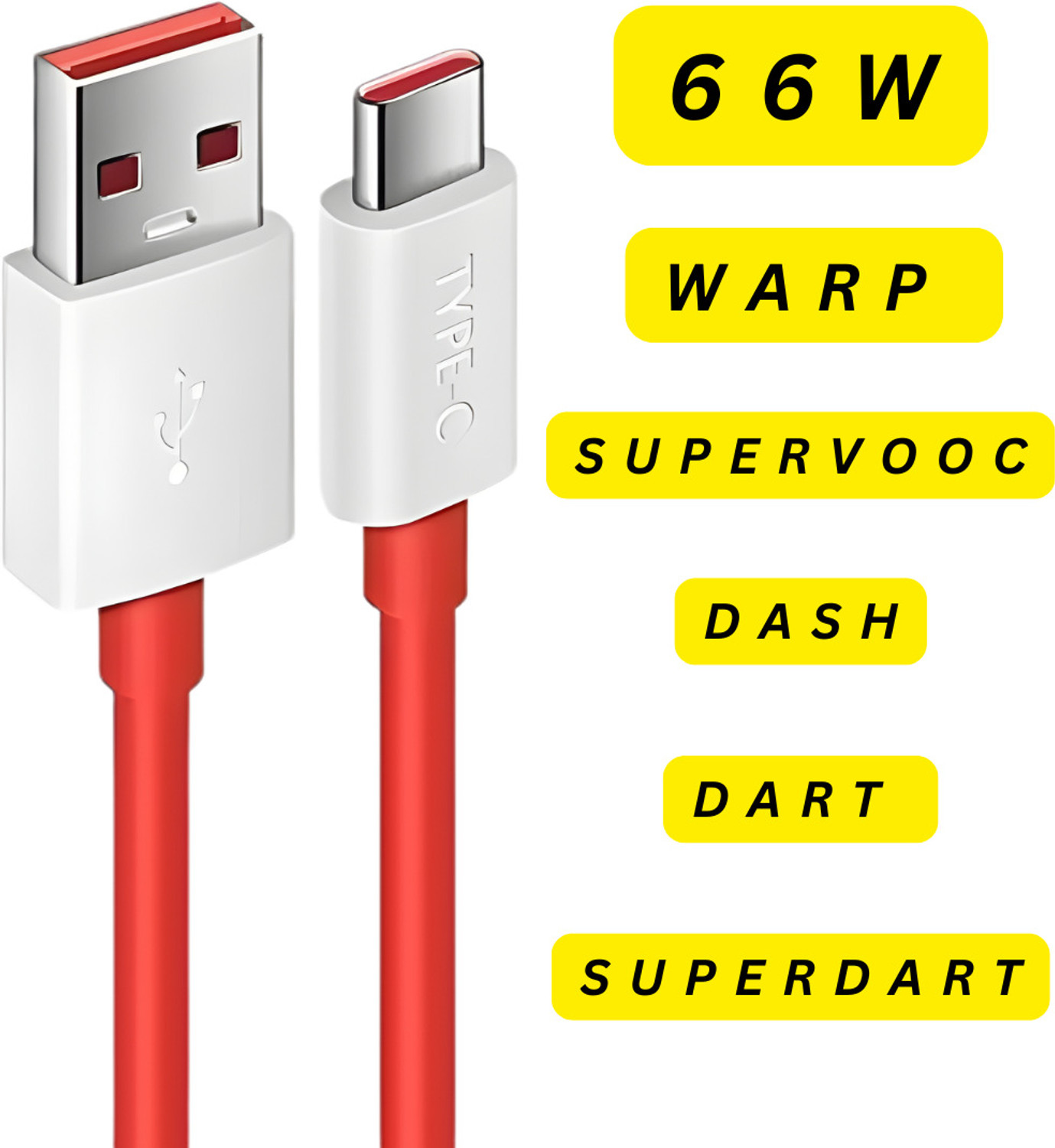 Image of OnePlus USB Type C Cable 10 A 1 m Fast Supervooc Type C Cable (Compatible with Oneplus 100W / 80W / 65W / 67W / 33W / 20W, Red, White, One Cable, USB Type A To USB Type C)