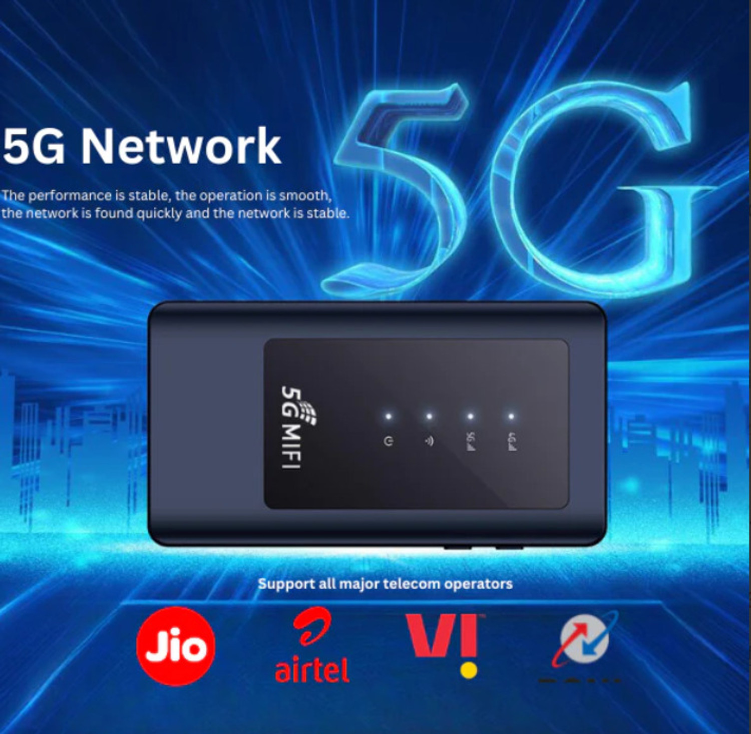 Image of V88R 5G Wireless Dongle WiFi Hotspot with 4400mAh Battery, 800Mbps Speed 21.6 Mbps Data Card ,Calls not Supported (Black)