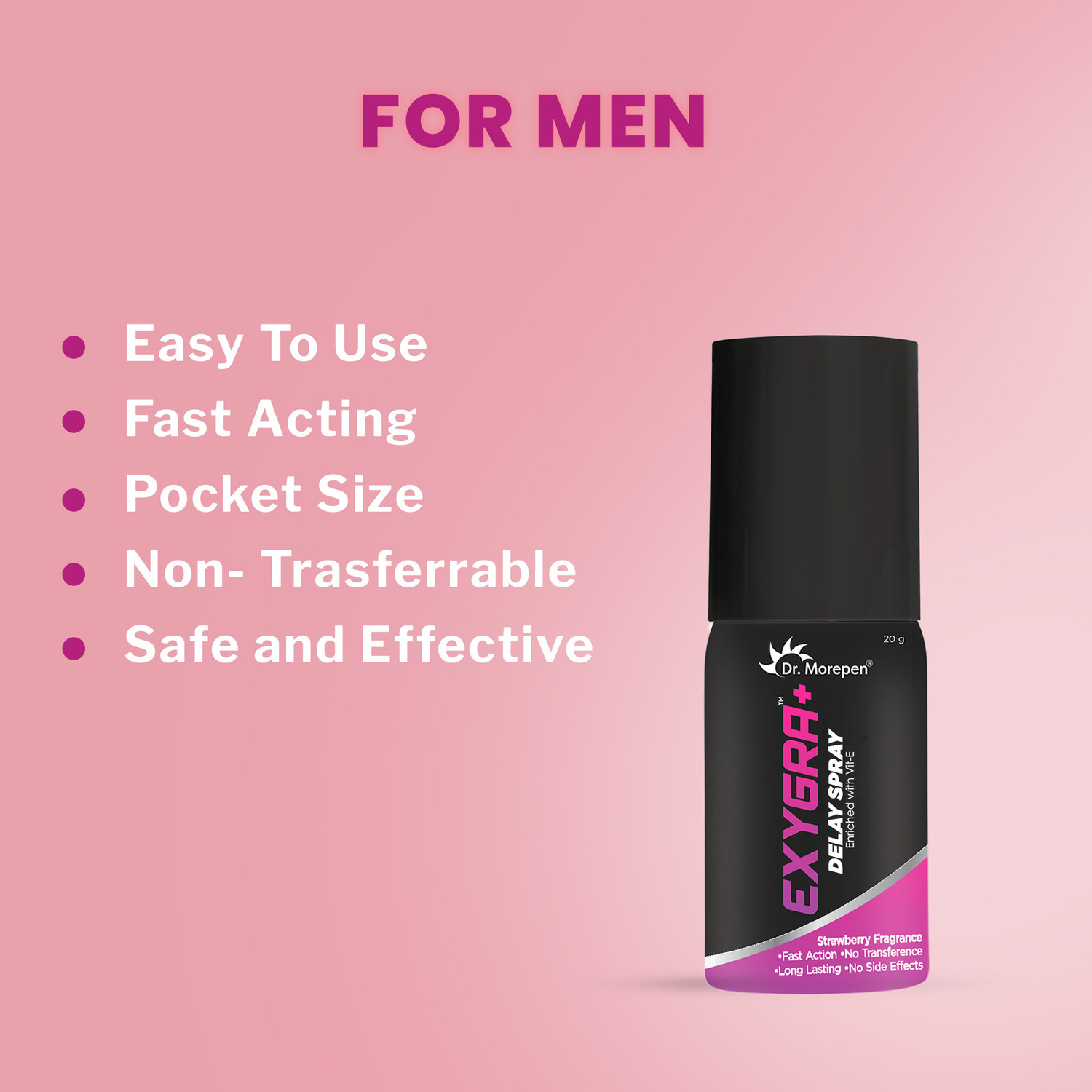 Image of Dr. Morepen Exygra+ Delay Spray With Strawberry Fragrance |No Side Effects (20 g)