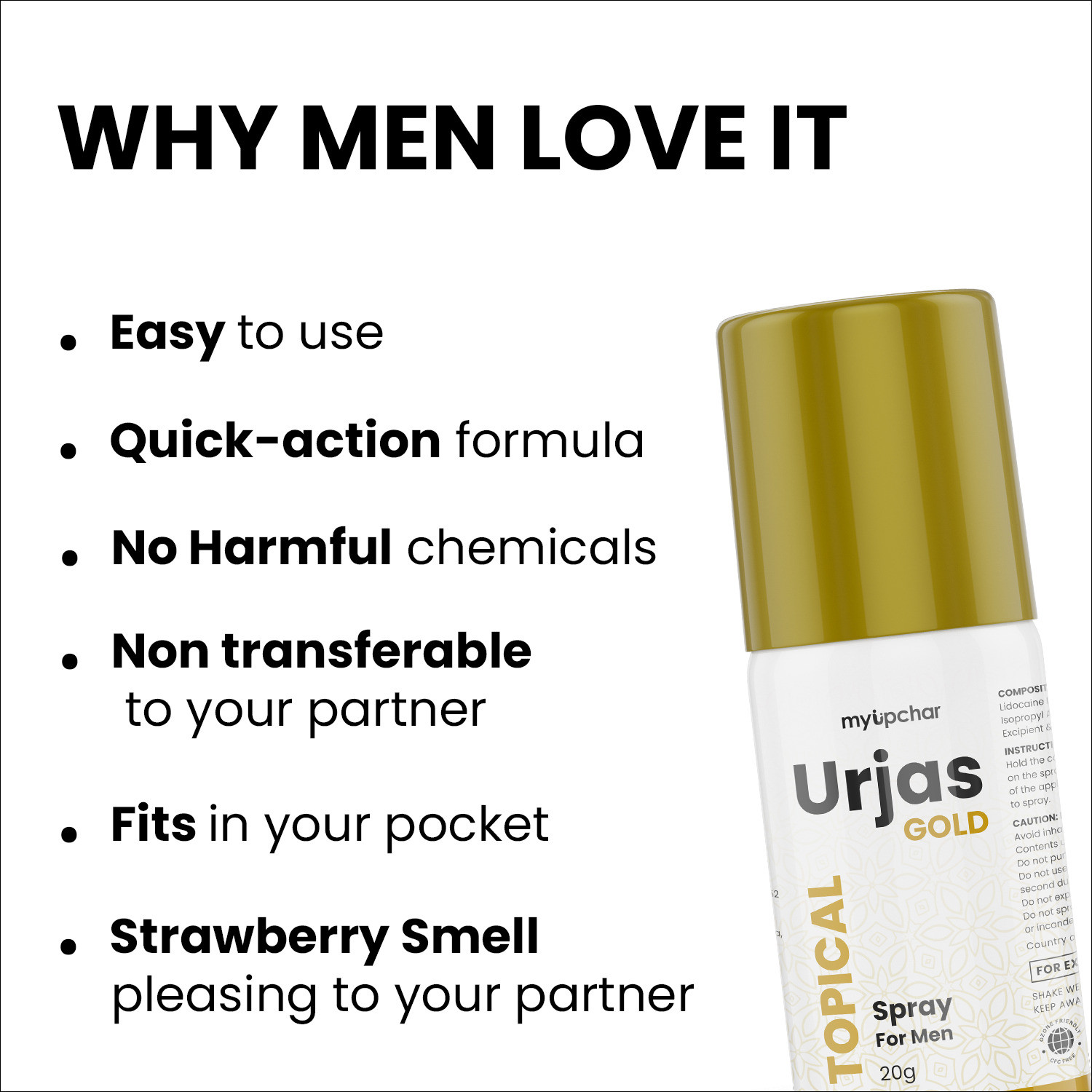 Image of myUpchar Urjas Gold Topical delay spray for men (20 g)