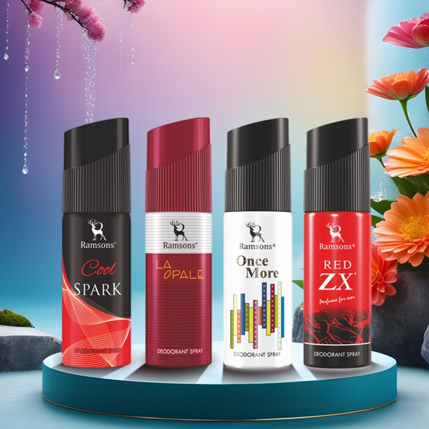 Image of RAMSONS Cool Spark, La Opale, Once more & Red ZX Deodorant Combo - Pack of 4(40ml x 4) Deodorant Spray - For Men & Women (160 ml, Pack of 4)