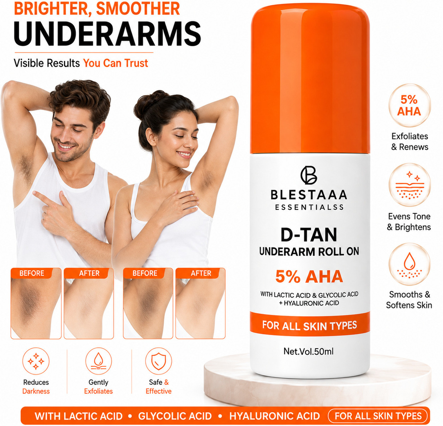 blestaaa essentialss 5% AHA Underarm Roll-On - Image 1