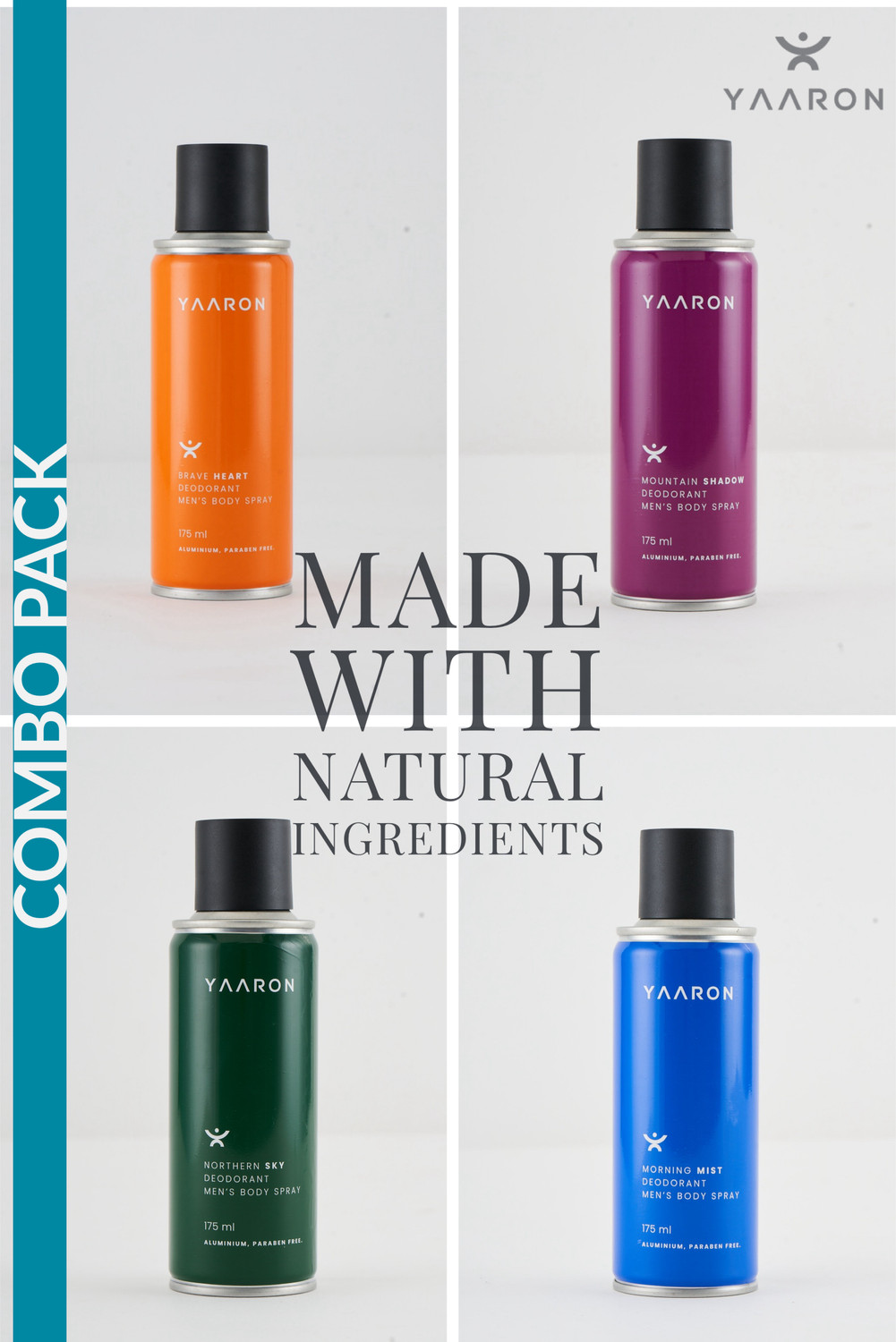 YAARON Men's Body Spray 4 Pack 700ml Pack of 4 - Image 1