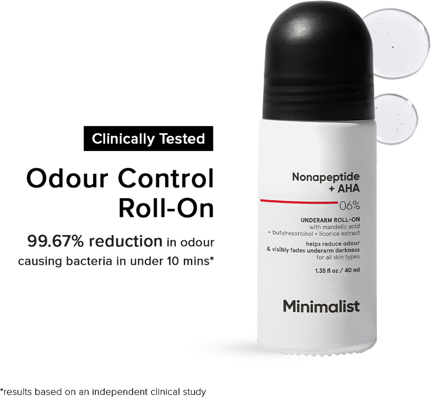 Minimalist 6% Nonapeptide+ AHA BHA Underarm Roll-On Deodorant 40ml - Image 6