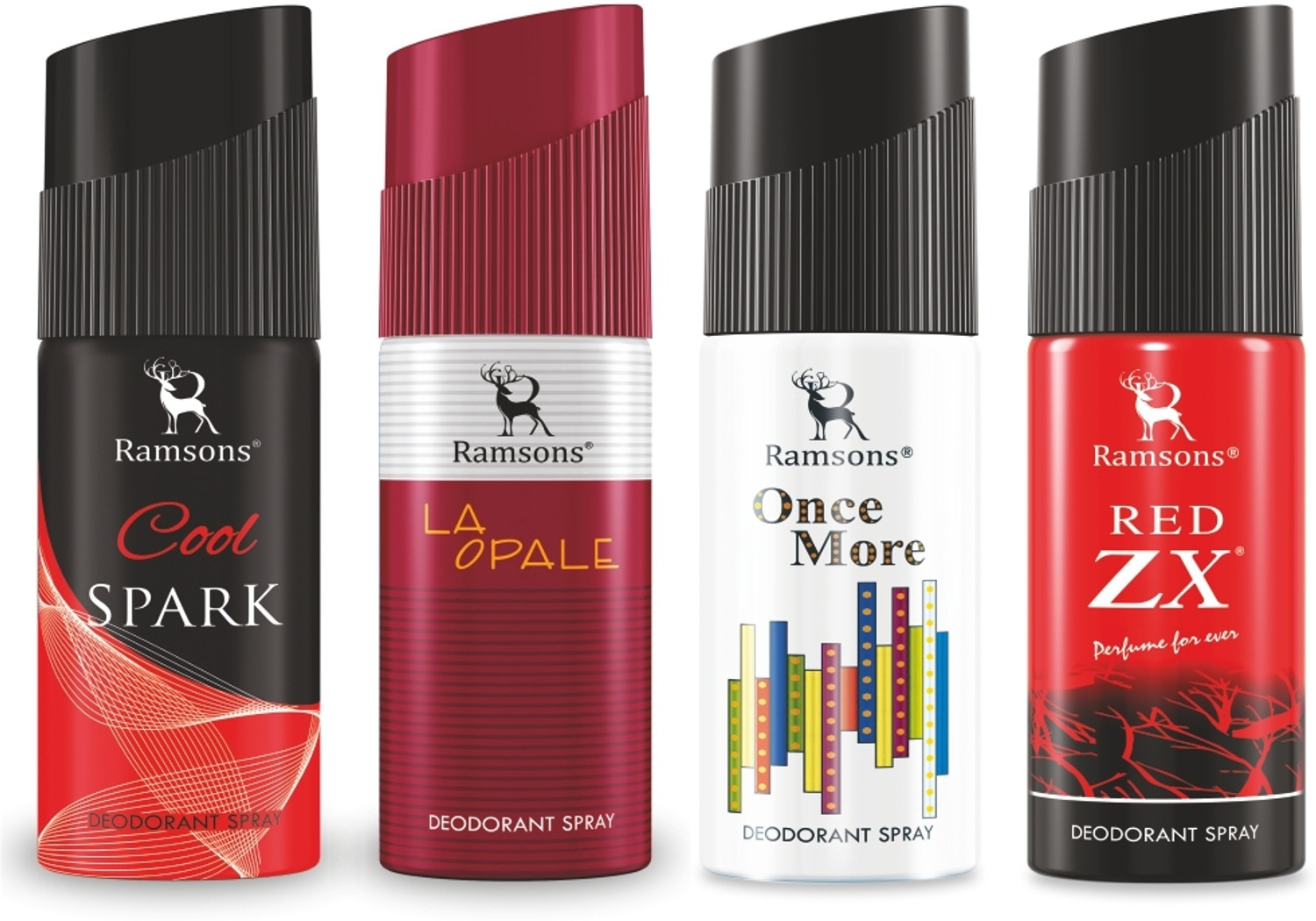 Image of RAMSONS Cool Spark, La Opale, Once more & Red ZX Deodorant Combo - Pack of 4(40ml x 4) Deodorant Spray - For Men & Women (160 ml, Pack of 4)