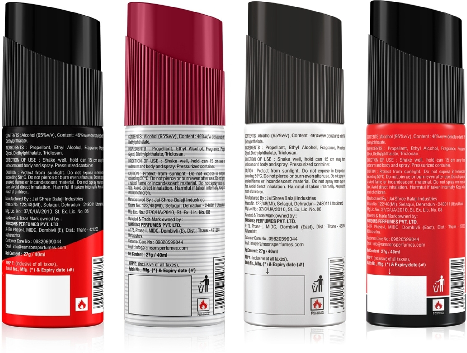 Image of RAMSONS Cool Spark, La Opale, Once more & Red ZX Deodorant Combo - Pack of 4(40ml x 4) Deodorant Spray - For Men & Women (160 ml, Pack of 4)
