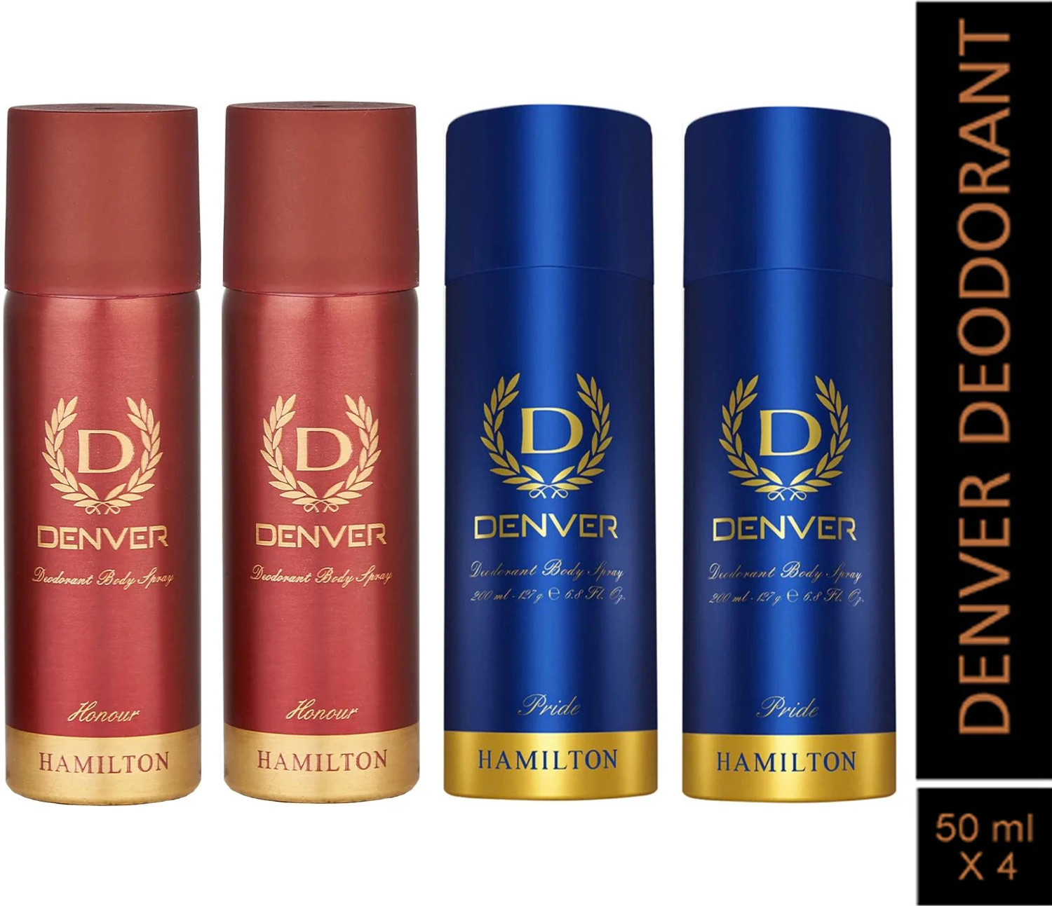 Image of DENVER Honour,Pride |Long Lasting|Provides 24hour odor protection Deodorant Spray - For Men (50 ml, Pack of 4)