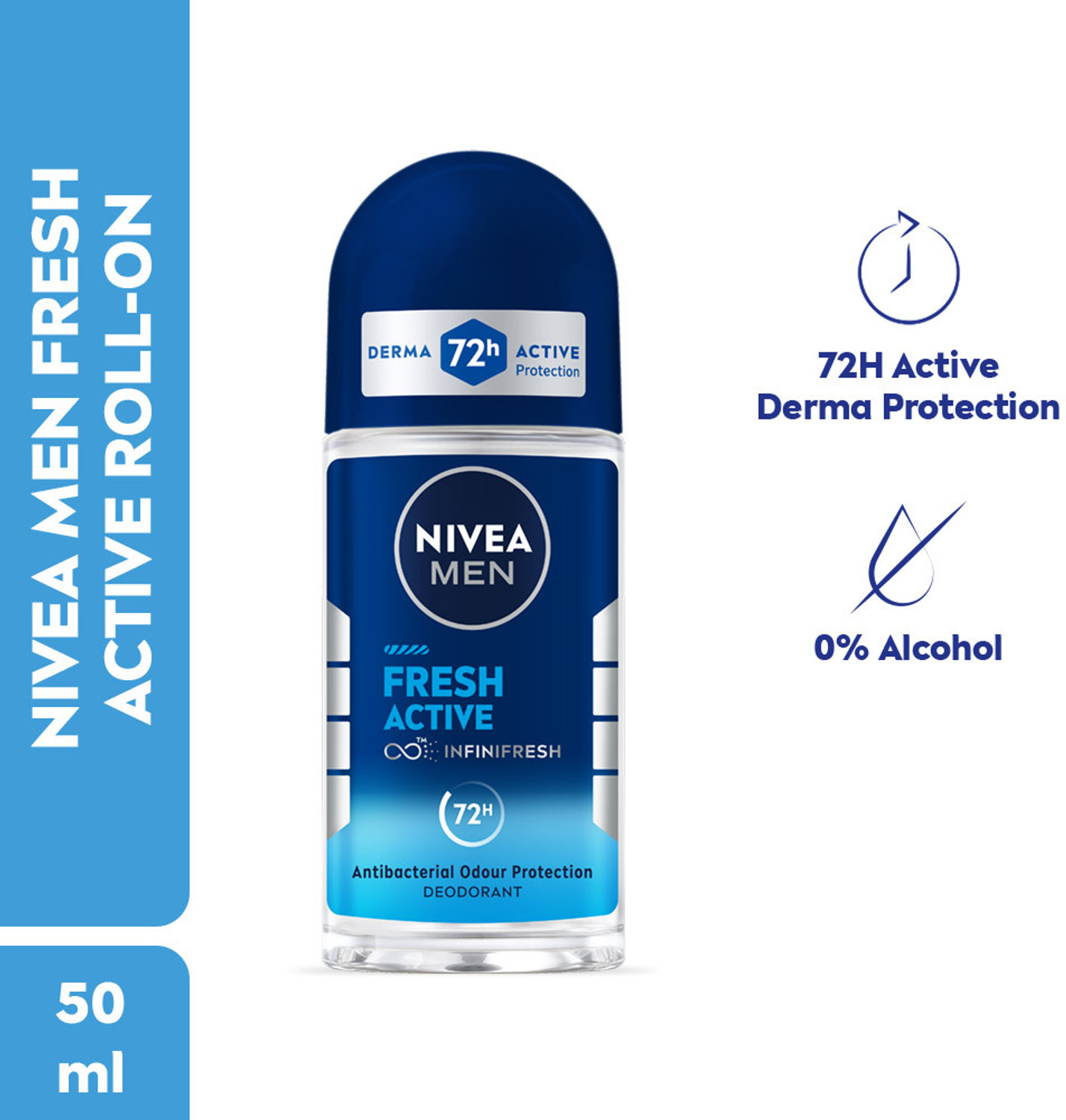 Nivea Men Fresh Active 72h Deodorant Roll-on - Image 1