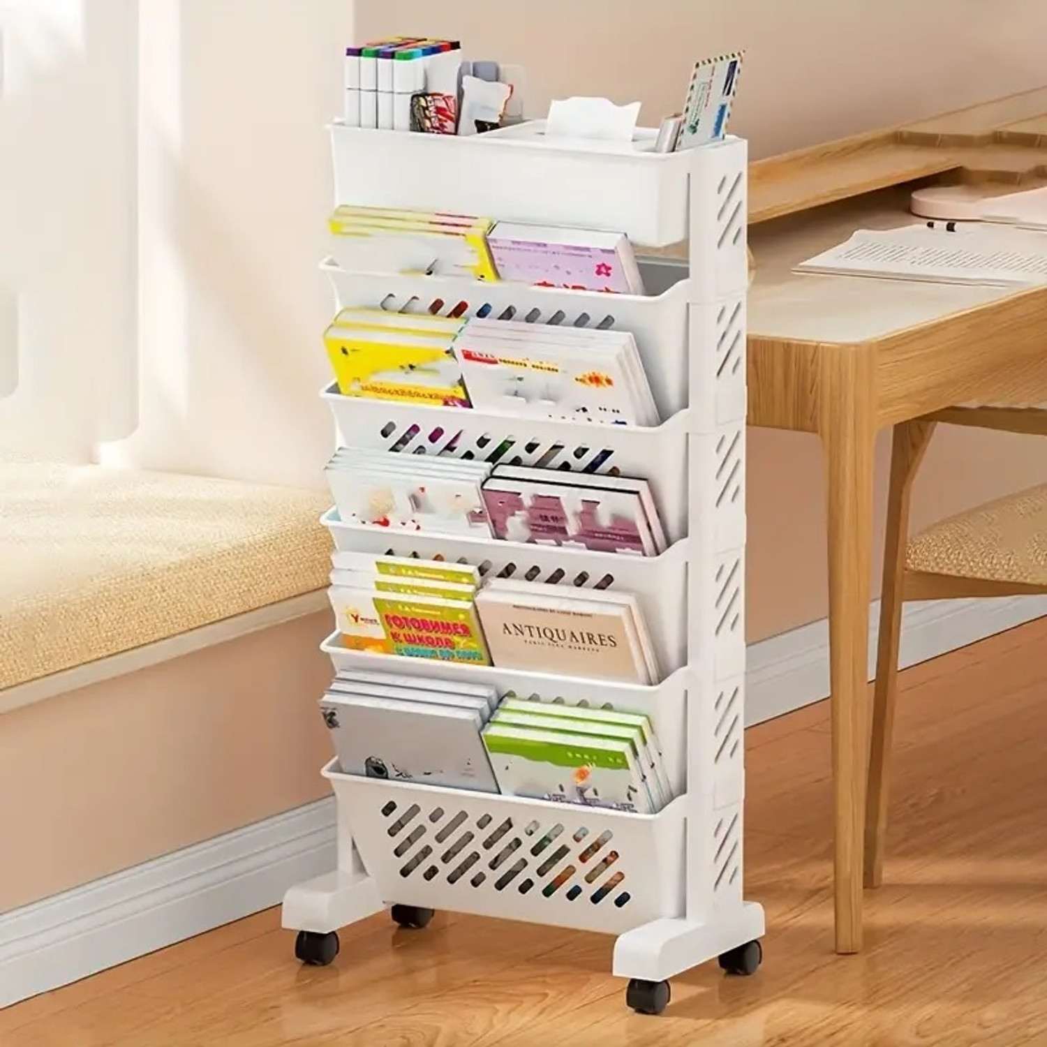 Image of Shivom 1 Compartments plastic Document File Tray Organizer / Office Desk Paper Holder / Multi-Tier Plastic File Rack for Home & Office (White)