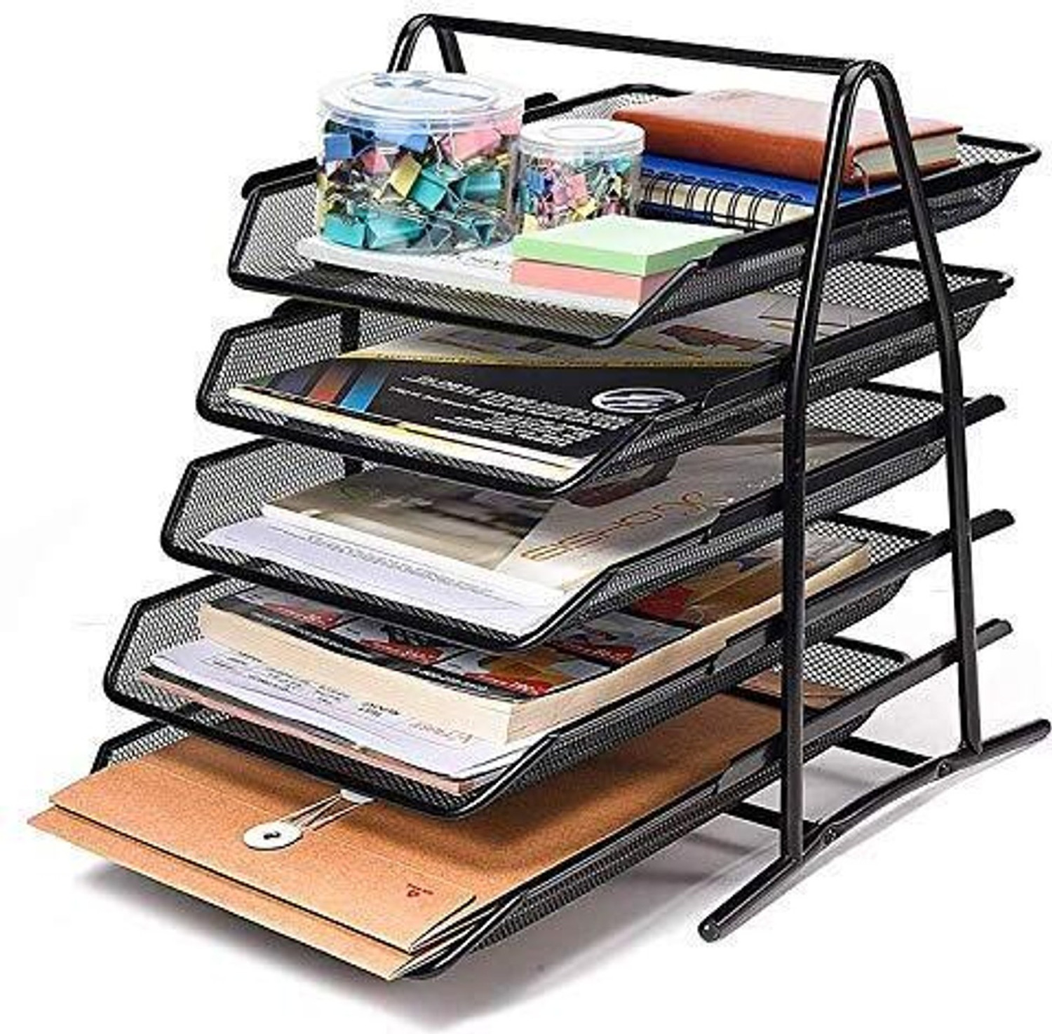 Image of Shivom 1 Compartments plastic Document File Tray Organizer / Office Desk Paper Holder / Multi-Tier Plastic File Rack for Home & Office (White)