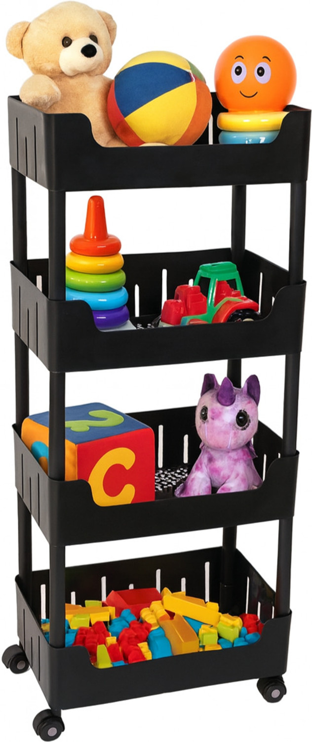 Image of VM BOND Multi-Purpose Plastic Storage Organizer 3-Tier Rack with Wheel Bathroom & Office Plastic Kitchen Trolley (DIY(Do-It-Yourself))
