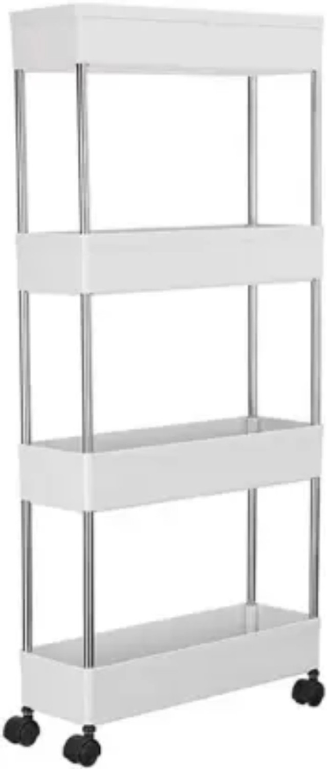 Image of HUMBLE KART Storage Cart 4 Tier Mobile Shelving Unit Organizer Kitchen Bathroom Laundry Plastic Kitchen Trolley (DIY(Do-It-Yourself))