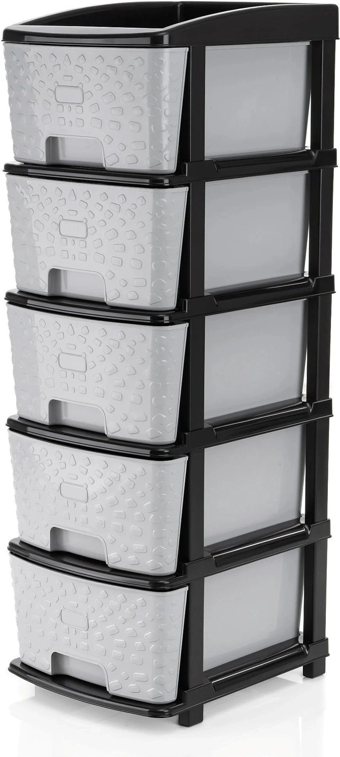 Image of Jayci Mart Plastic Free Standing Cabinet (Finish Color - Grey & Black, Door Type- Folding, Pre-assembled)