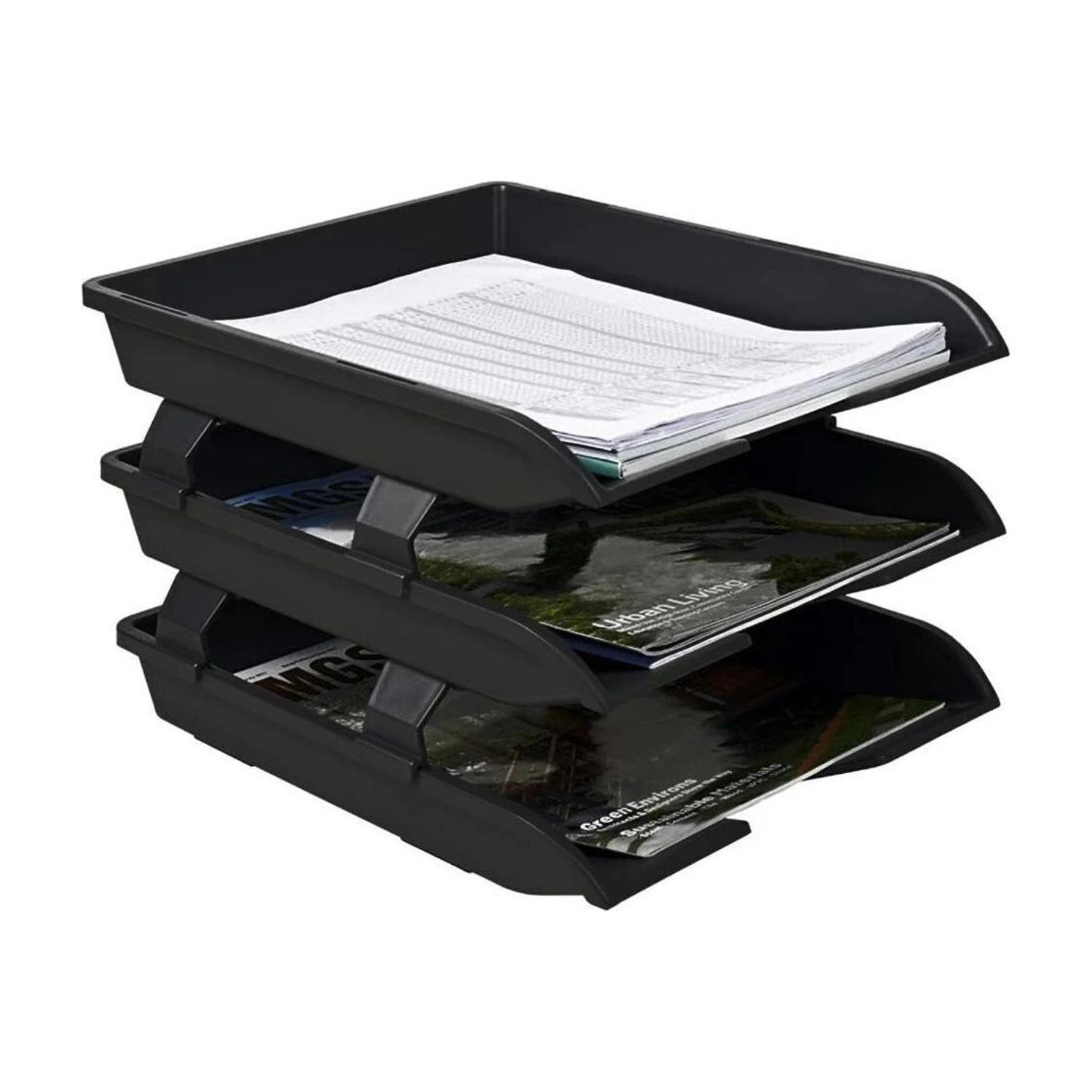 Image of Shivom 1 Compartments plastic Document File Tray Organizer / Office Desk Paper Holder / Multi-Tier Plastic File Rack for Home & Office (White)