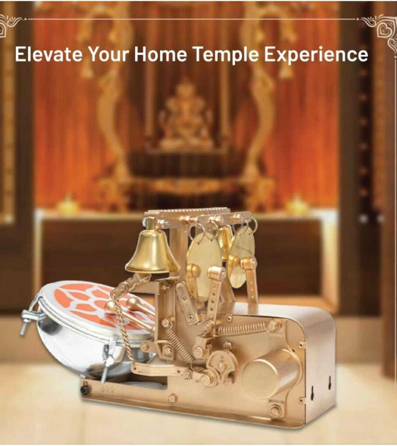 Image of Akshar Tabla Mart Automatic mini electric aarti machine For Home and Temples Nut & Bolts Dholak (Gold)