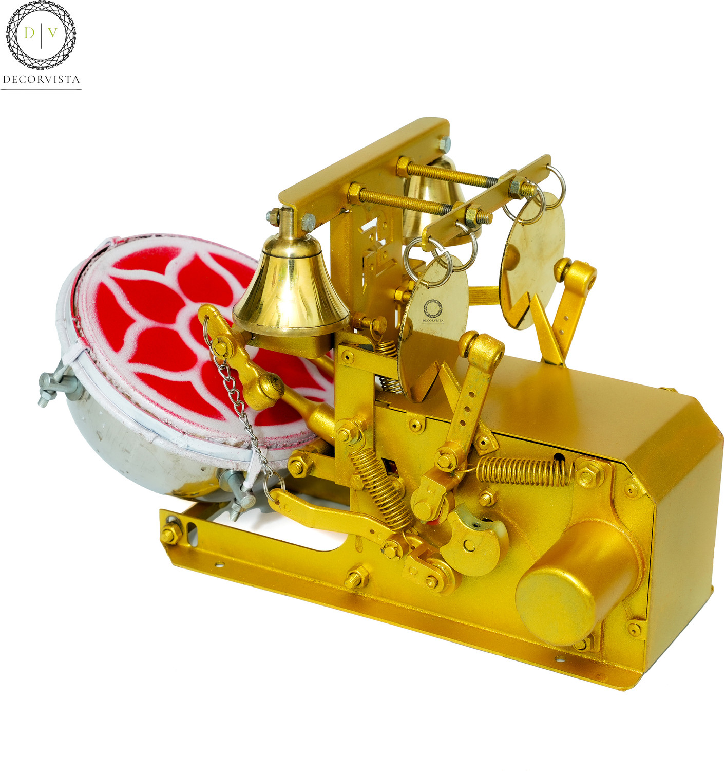 Image of Akshar Tabla Mart Automatic mini electric aarti machine For Home and Temples Nut & Bolts Dholak (Gold)