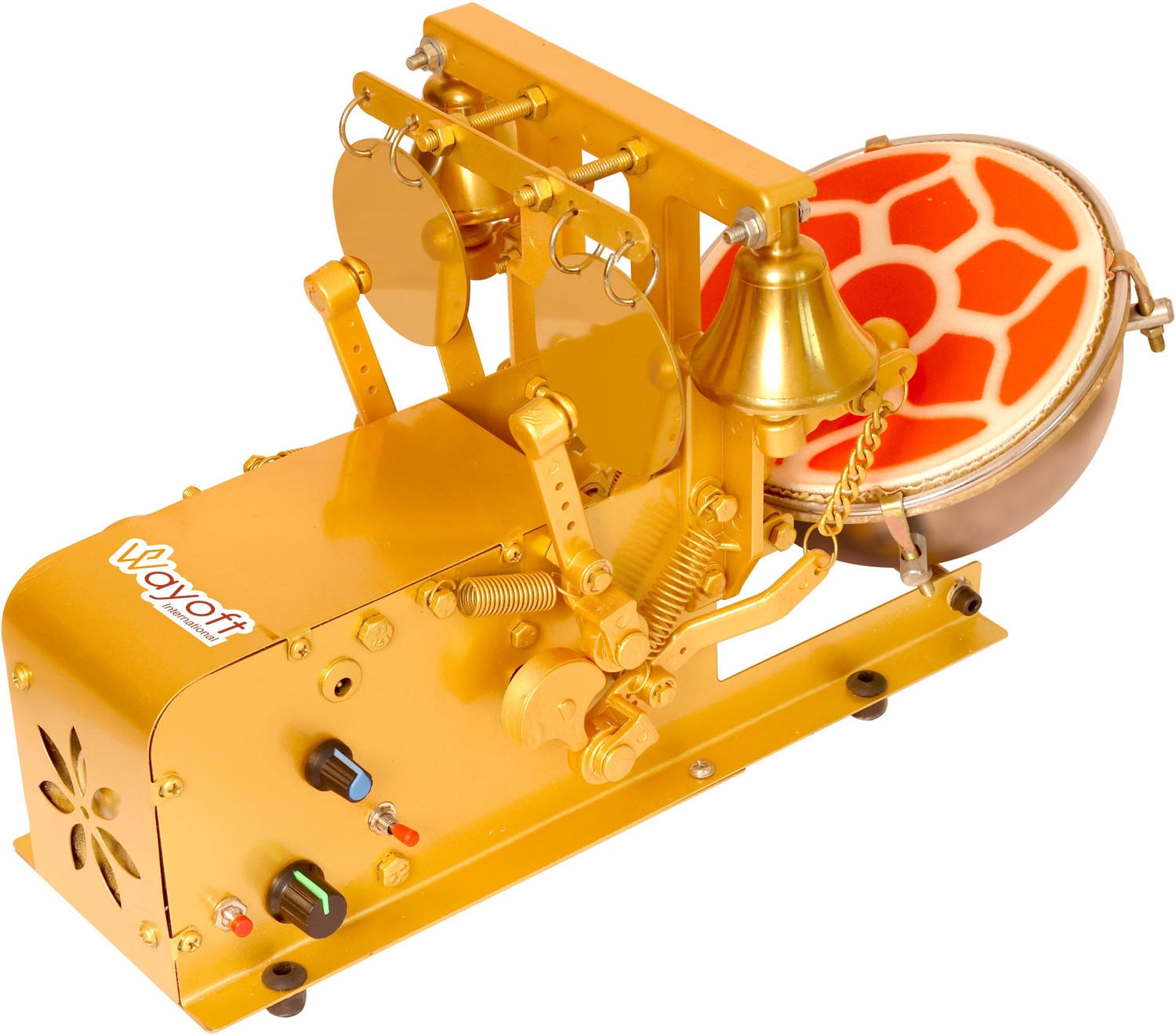 Image of Akshar Tabla Mart Automatic mini electric aarti machine For Home and Temples Nut & Bolts Dholak (Gold)