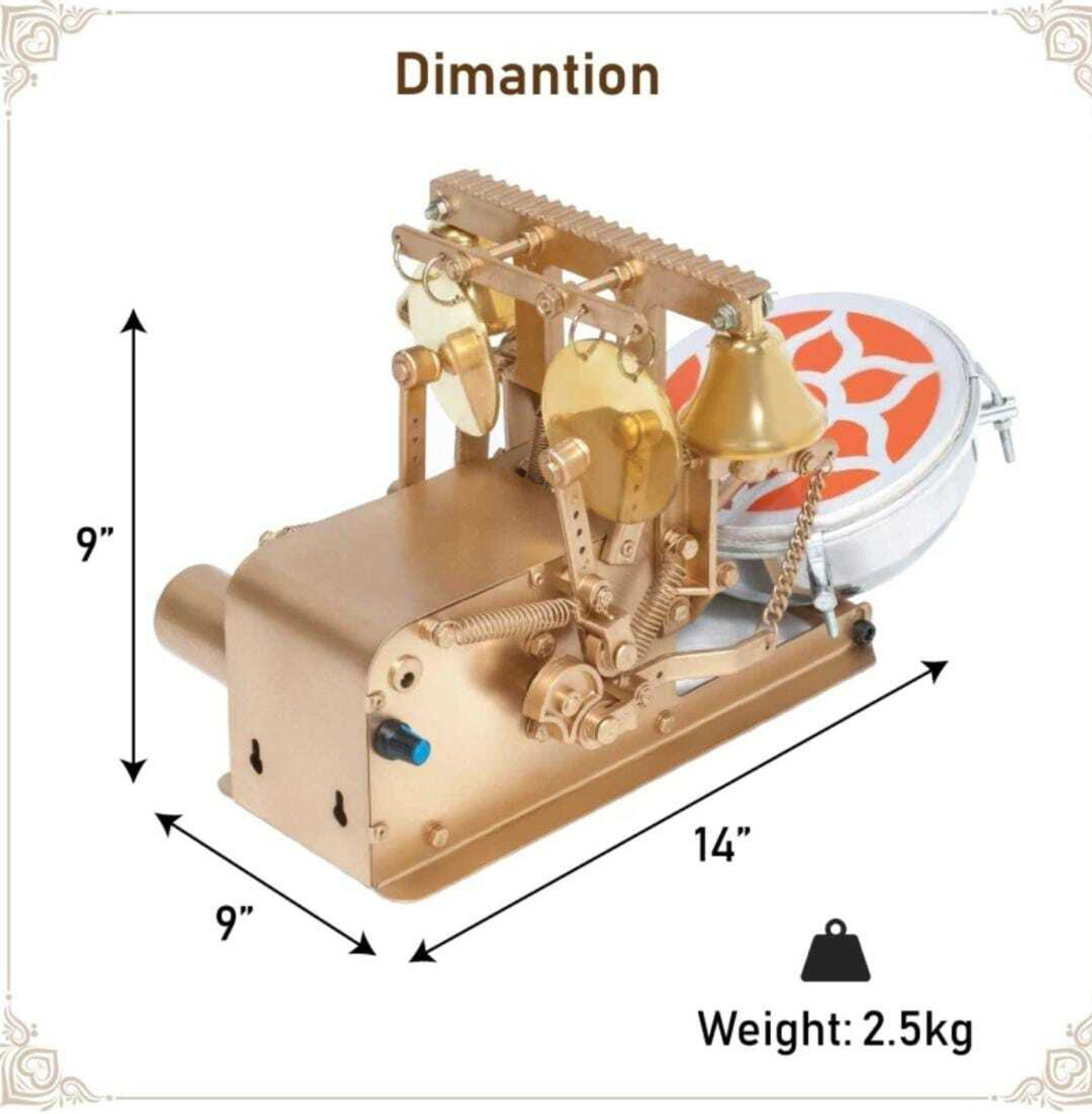 Image of Akshar Tabla Mart Automatic mini electric aarti machine For Home and Temples Nut & Bolts Dholak (Gold)