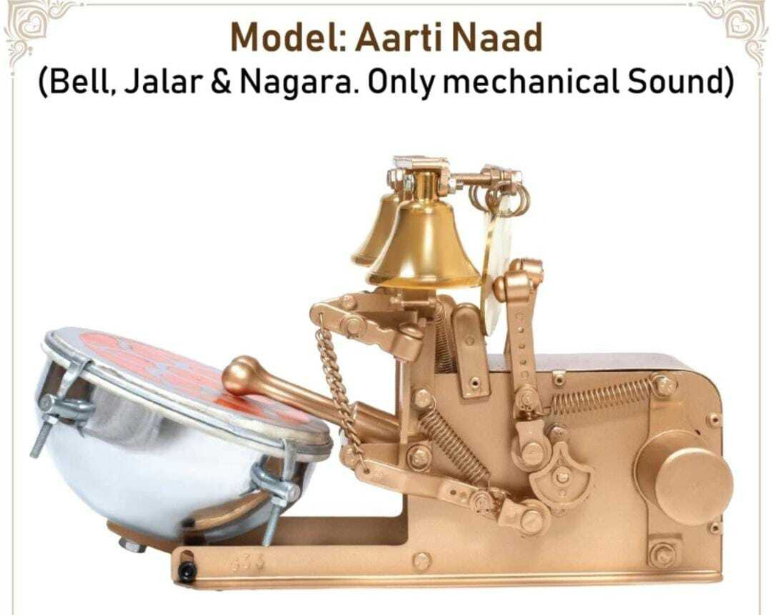 Image of Akshar Tabla Mart Automatic mini electric aarti machine For Home and Temples Nut & Bolts Dholak (Gold)